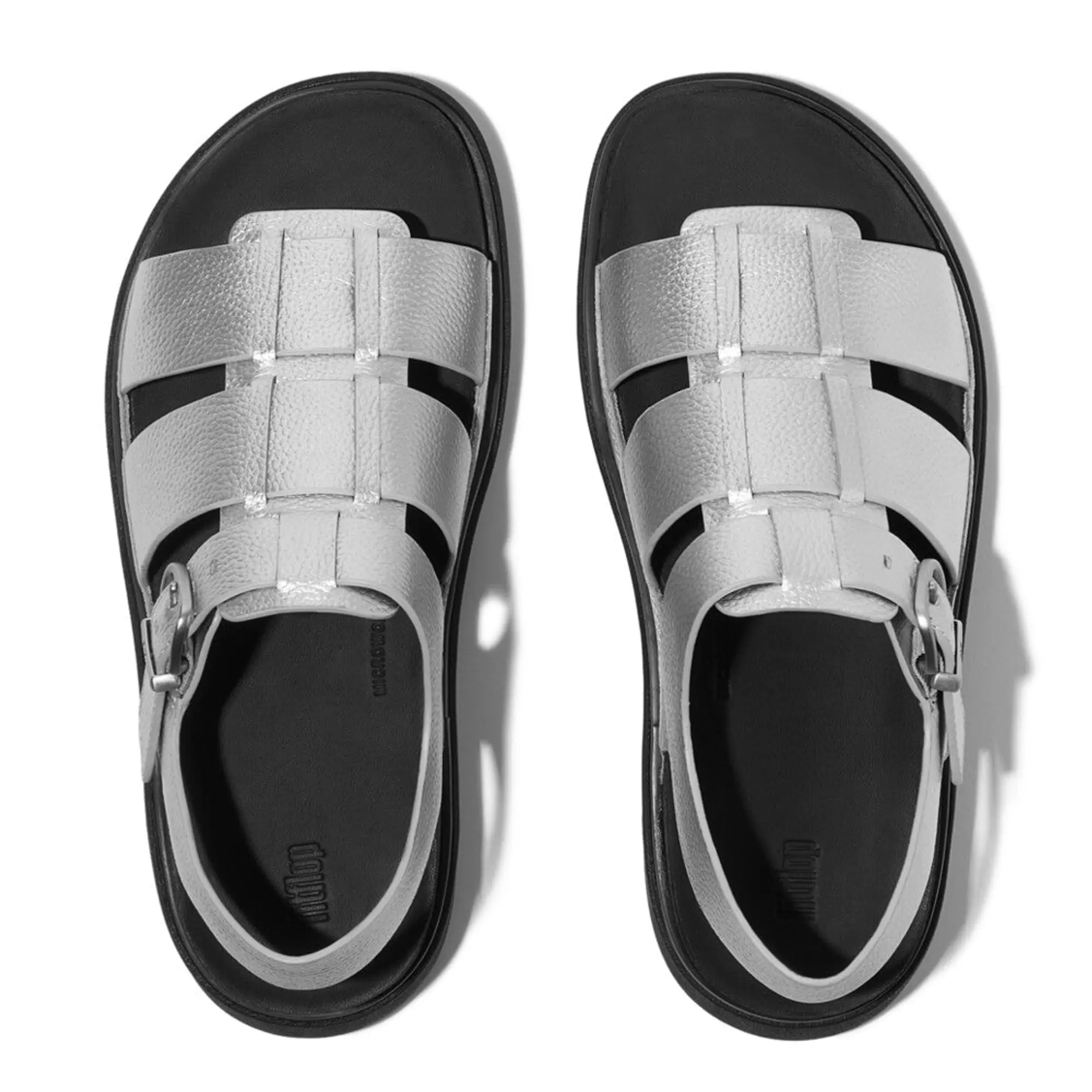 Product image 2 of 7 of FitFlop Women's GEN-FF Tumbled-Leather Fisherman Sandals - Silver