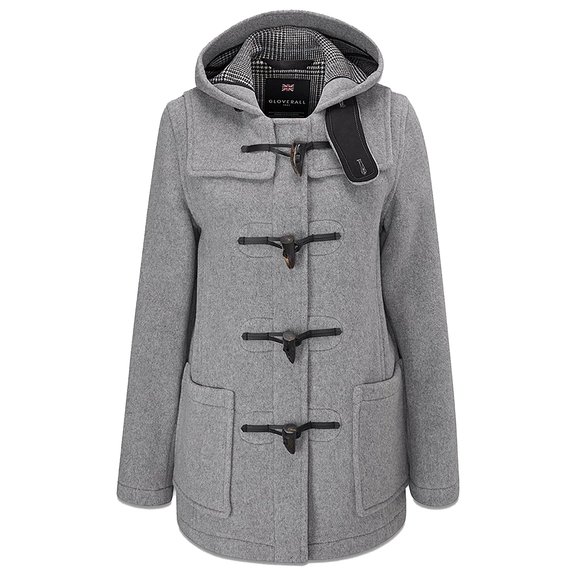 Product image 1 of 4 of Gloverall Women's Short Slim Fit Freda Duffle Coat Silver Prince of Wales