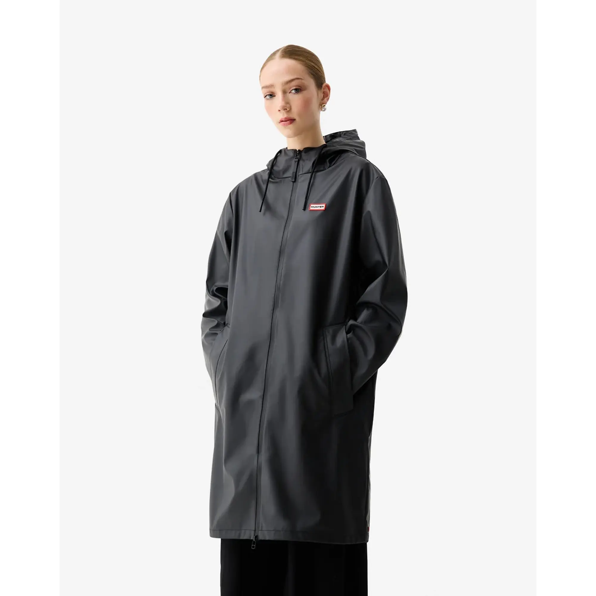 Product image 2 of 9 of Hunter Unisex Downpour Andrea Pu Rain Coat - Hunter Black