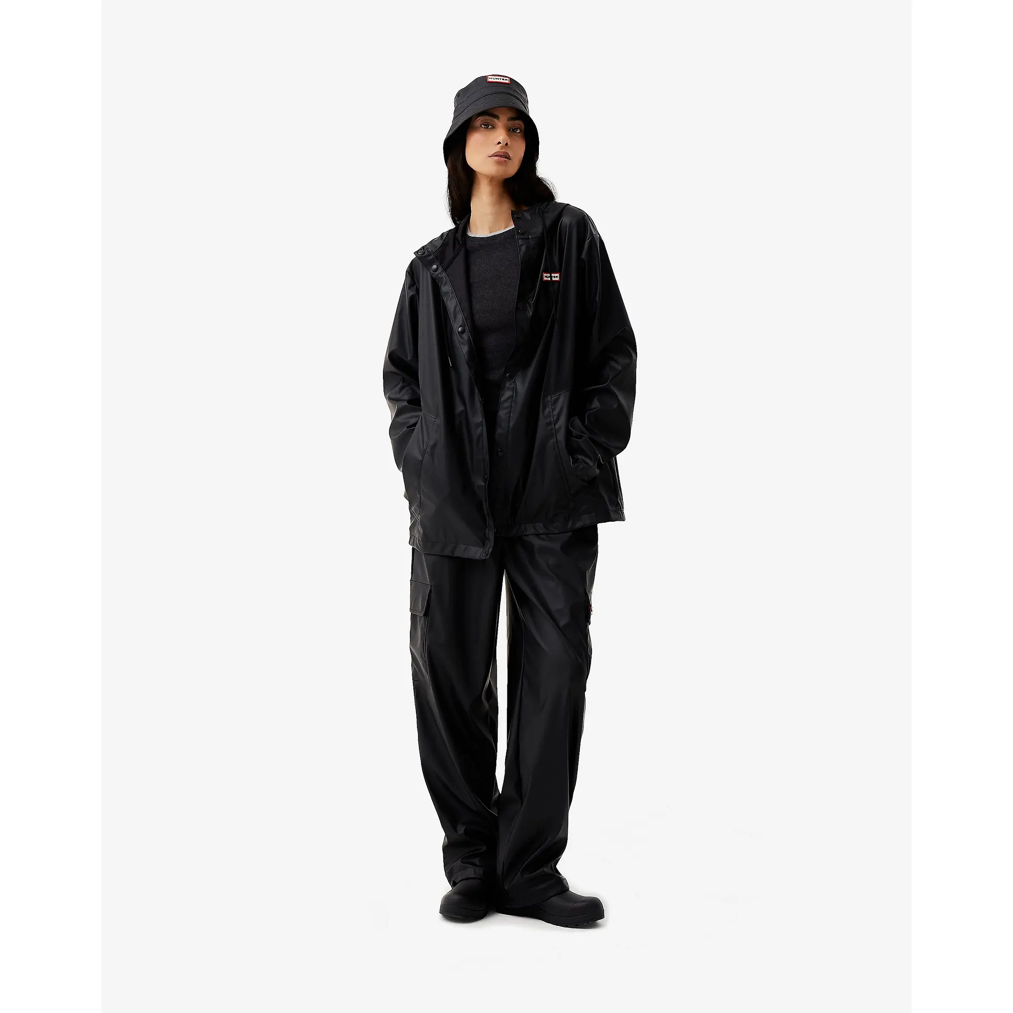 Product image 10 of 16 of Hunter Unisex Downpour Izzy Pu Hooded Jacket - Black