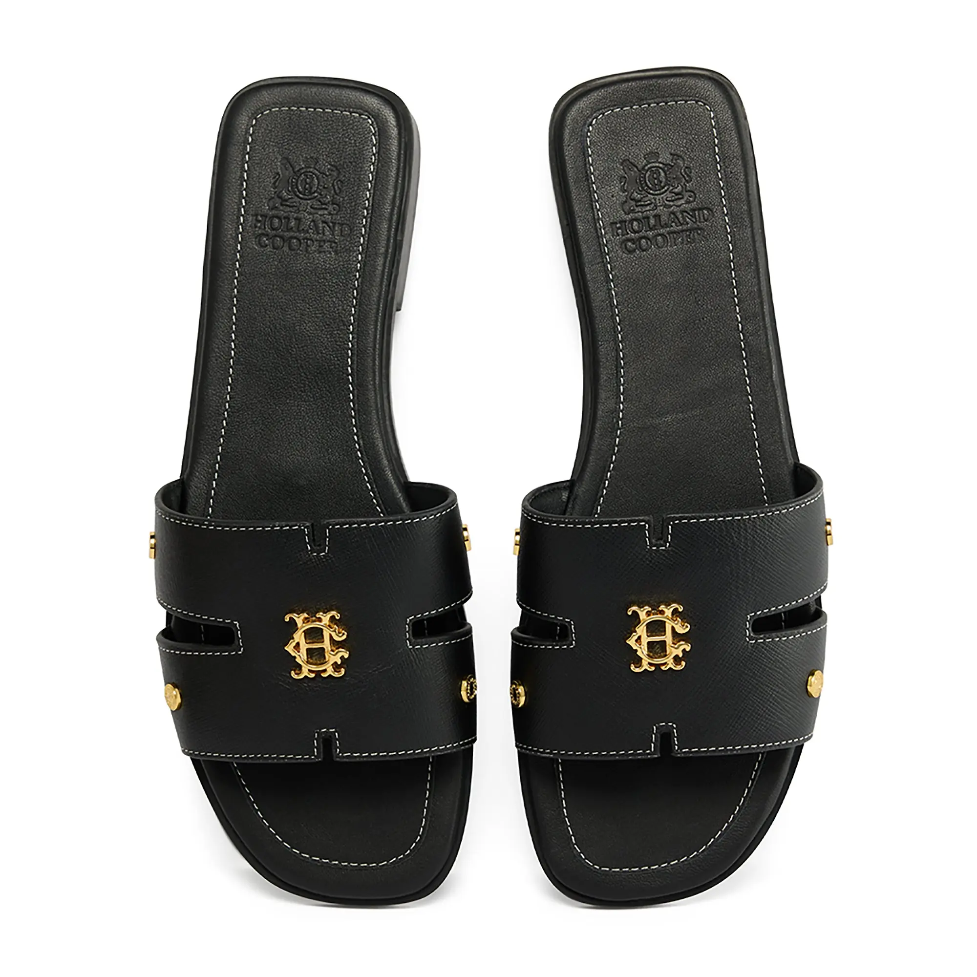 Product image 4 of 6 of Holland Cooper Women's Heraldic Monogram Slides - Black Saffiano