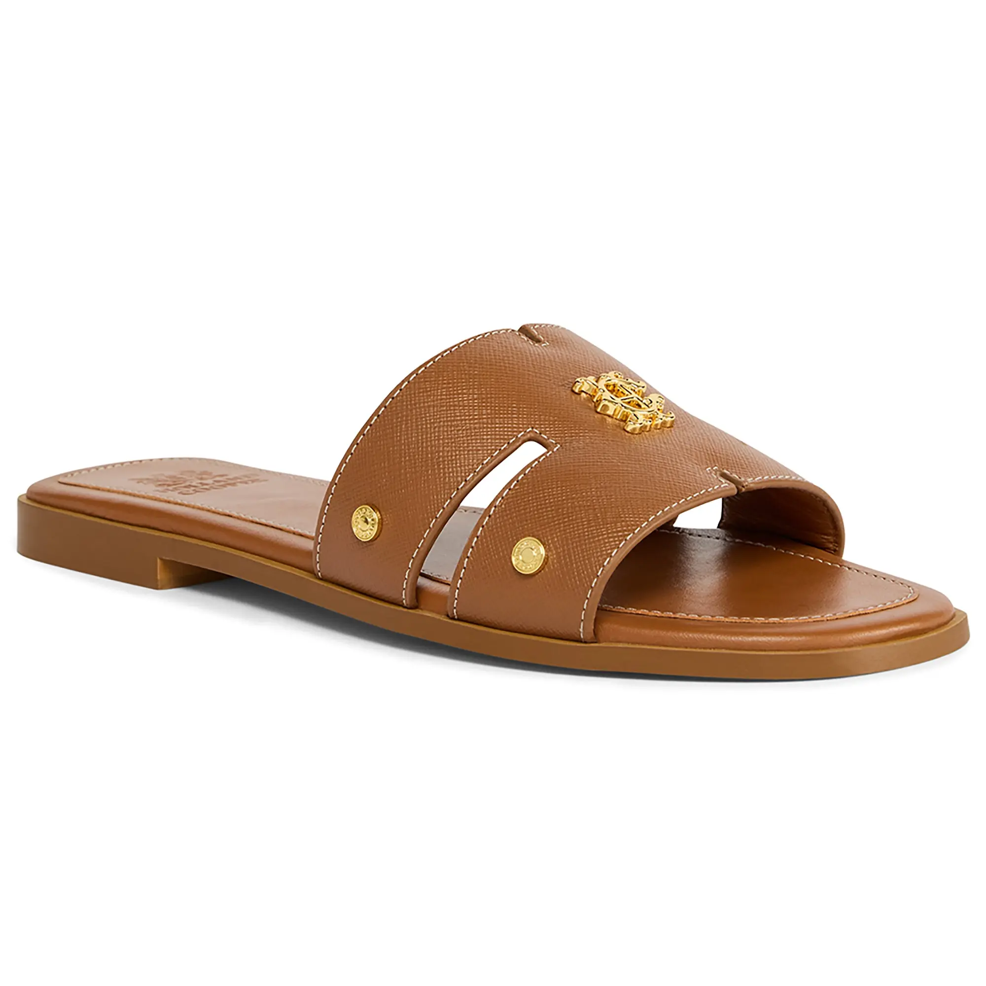 Product image 4 of 6 of Holland Cooper Women's Heraldic Monogram Slides - Tan Saffiano