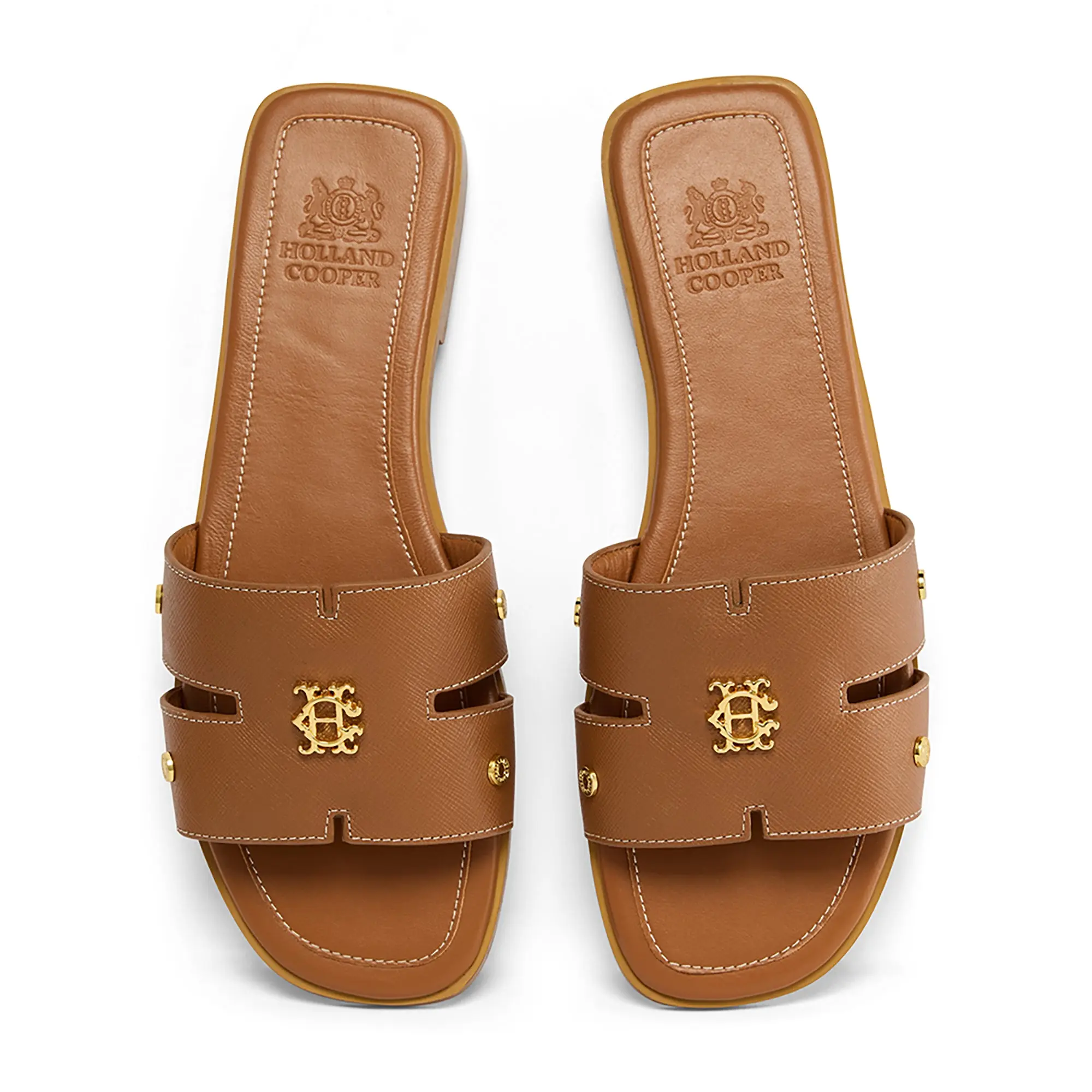 Product image 5 of 6 of Holland Cooper Women's Heraldic Monogram Slides - Tan Saffiano
