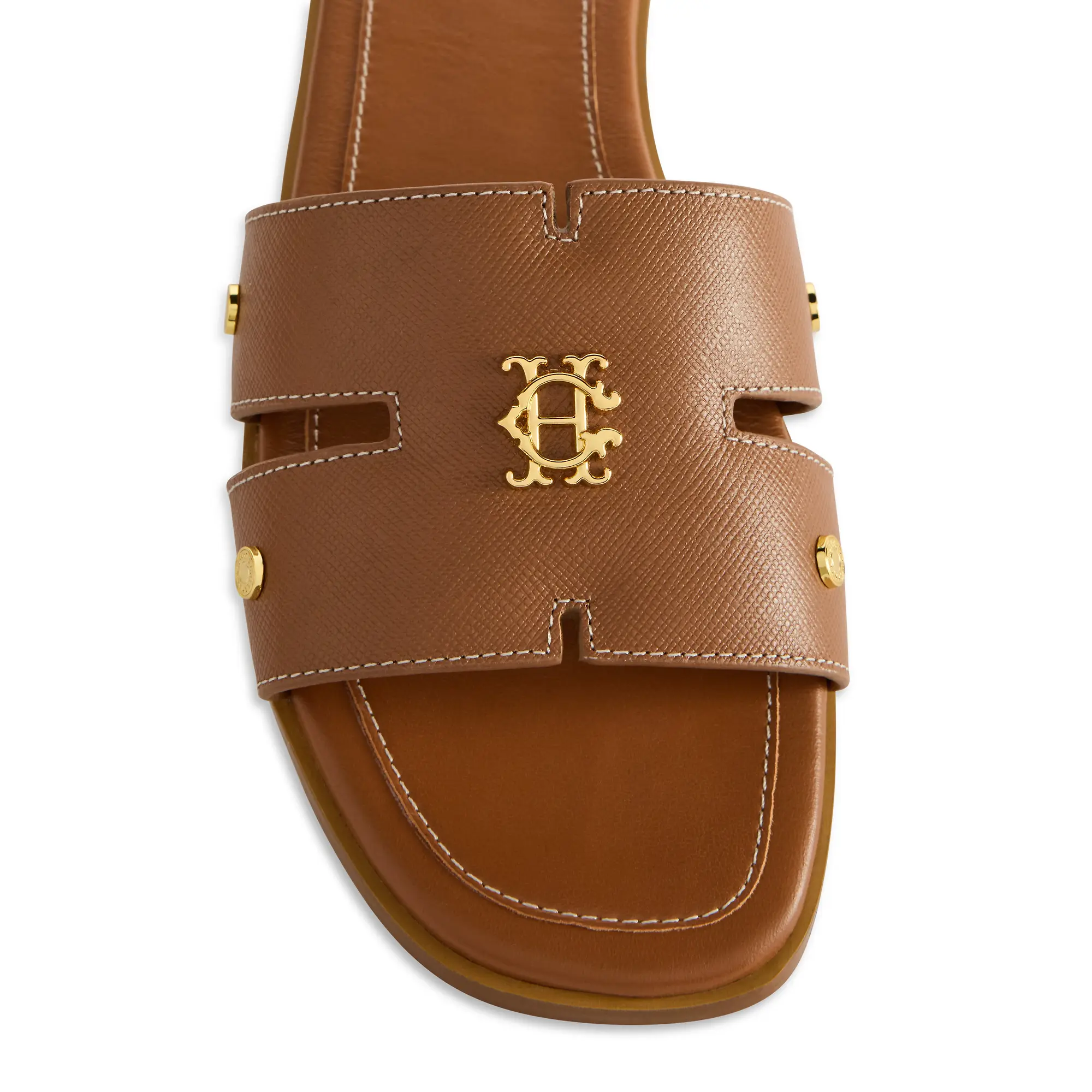 Product image 6 of 6 of Holland Cooper Women's Heraldic Monogram Slides - Tan Saffiano