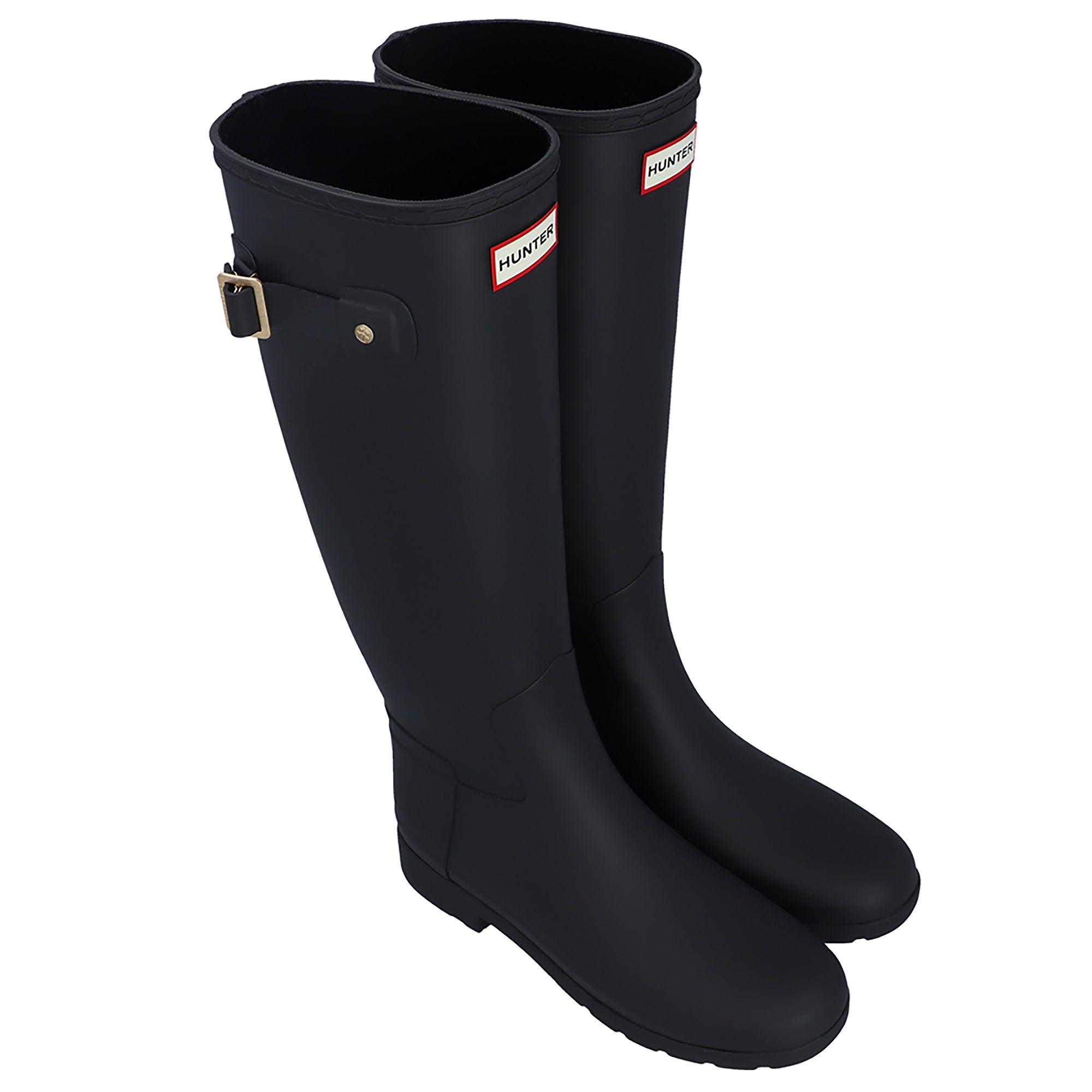 Hunter Women's Refined Gold Trim Tall Wellington Boots - Black