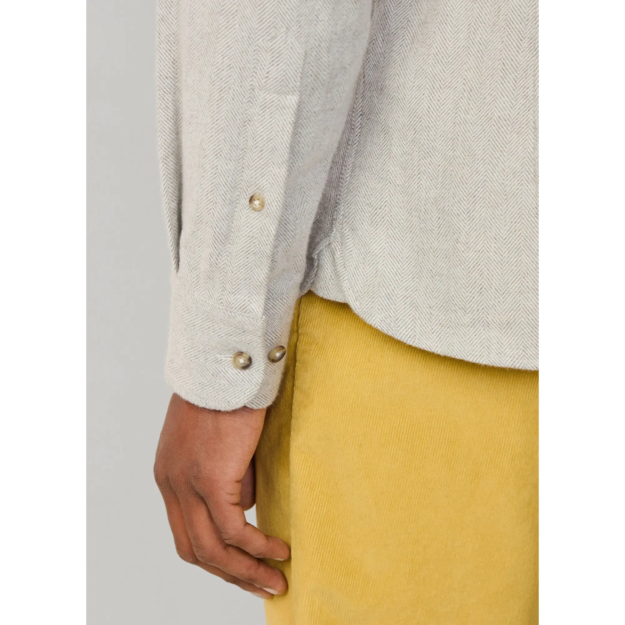 Product image 7 of 9 of Hacket Men's Brushed Herringbone Shirt - Metal Grey