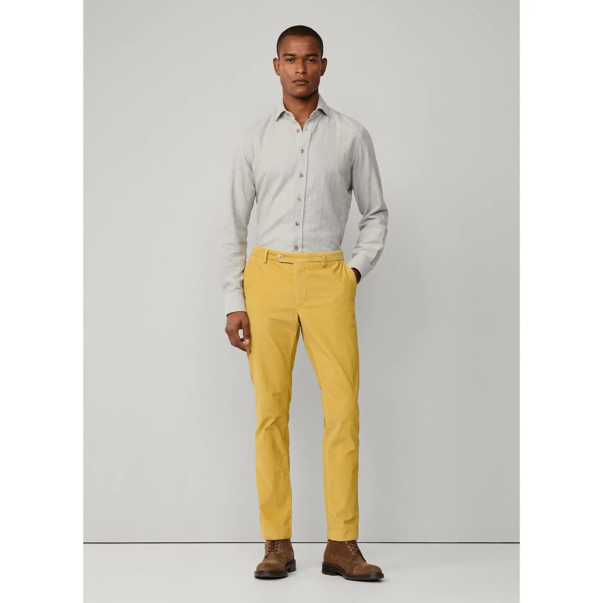 Product image 8 of 9 of Hacket Men's Brushed Herringbone Shirt - Metal Grey