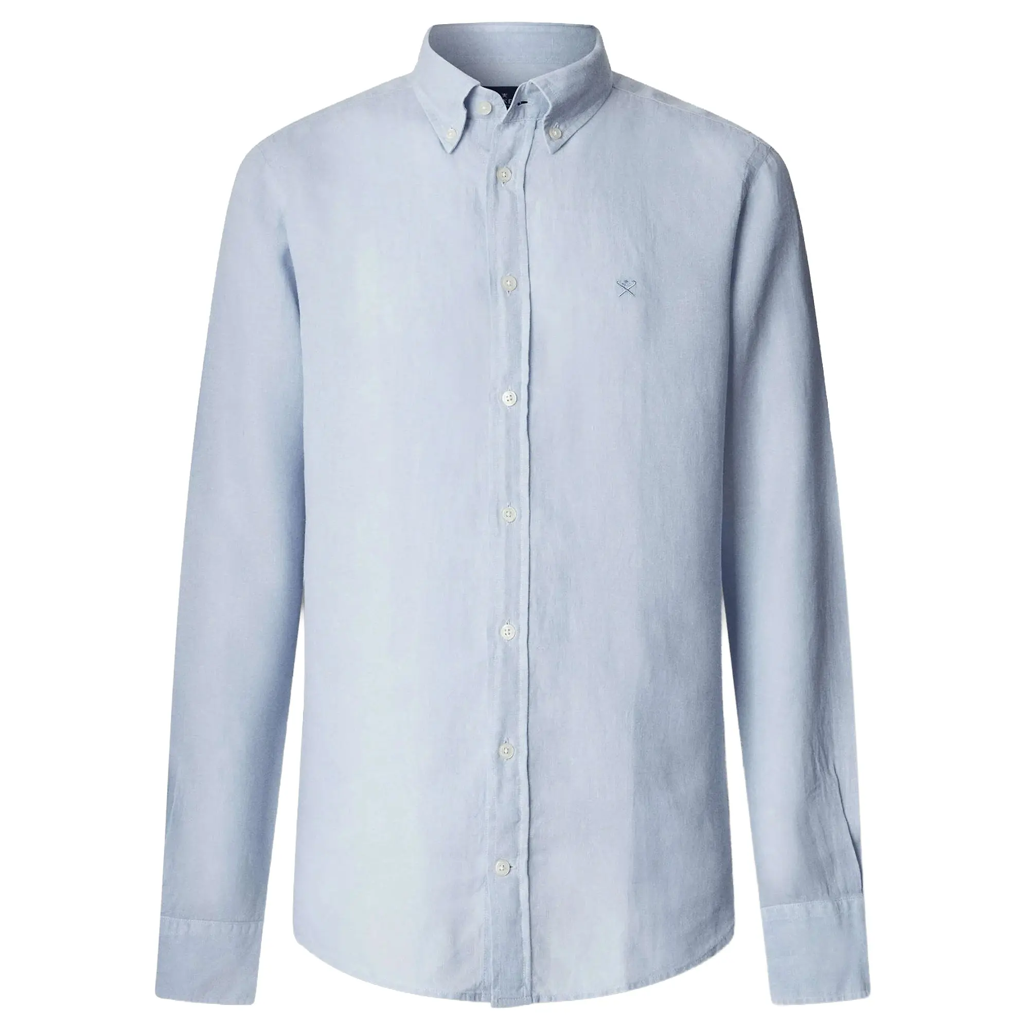 Product image 1 of 10 of Hackett Men's Tailored Fit Garment Dyed Linen Shirt with Button Down Collar - Oxford Blue