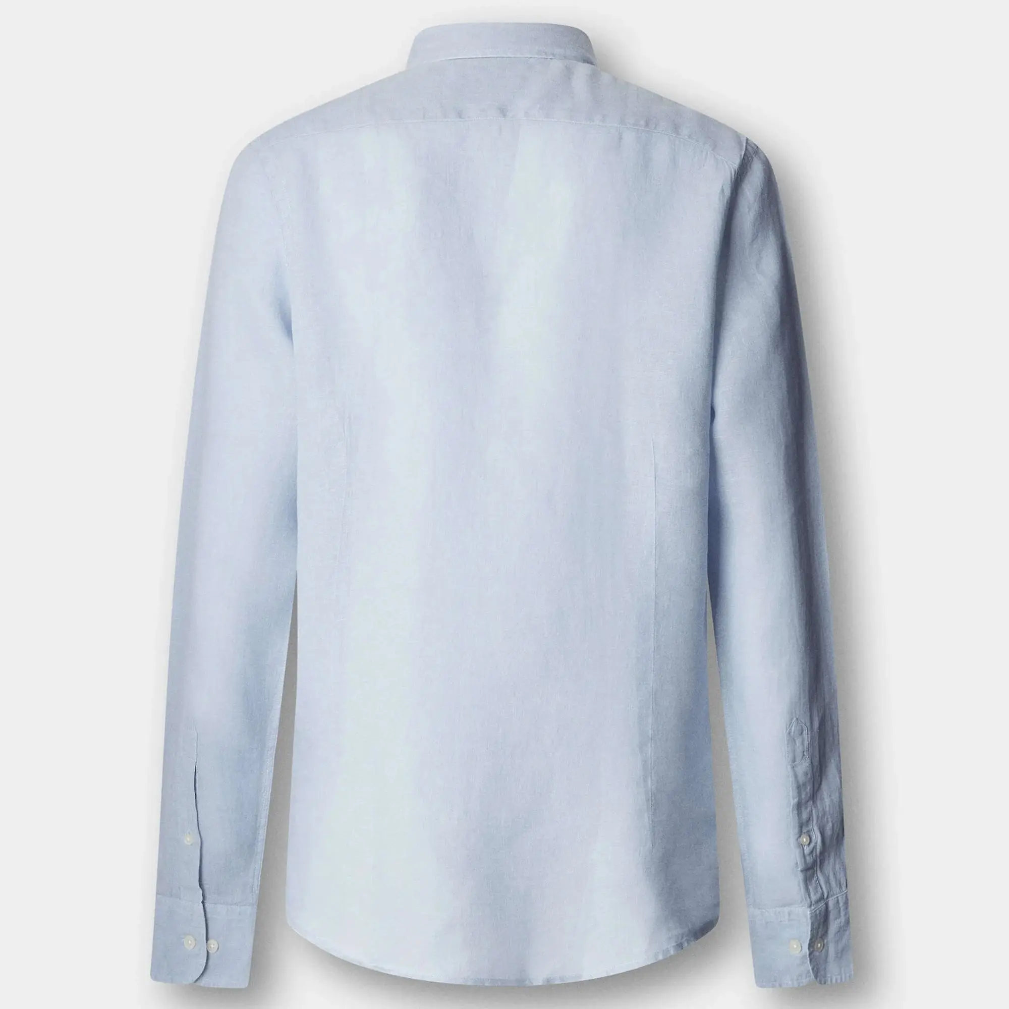 Product image 10 of 10 of Hackett Men's Tailored Fit Garment Dyed Linen Shirt with Button Down Collar - Oxford Blue