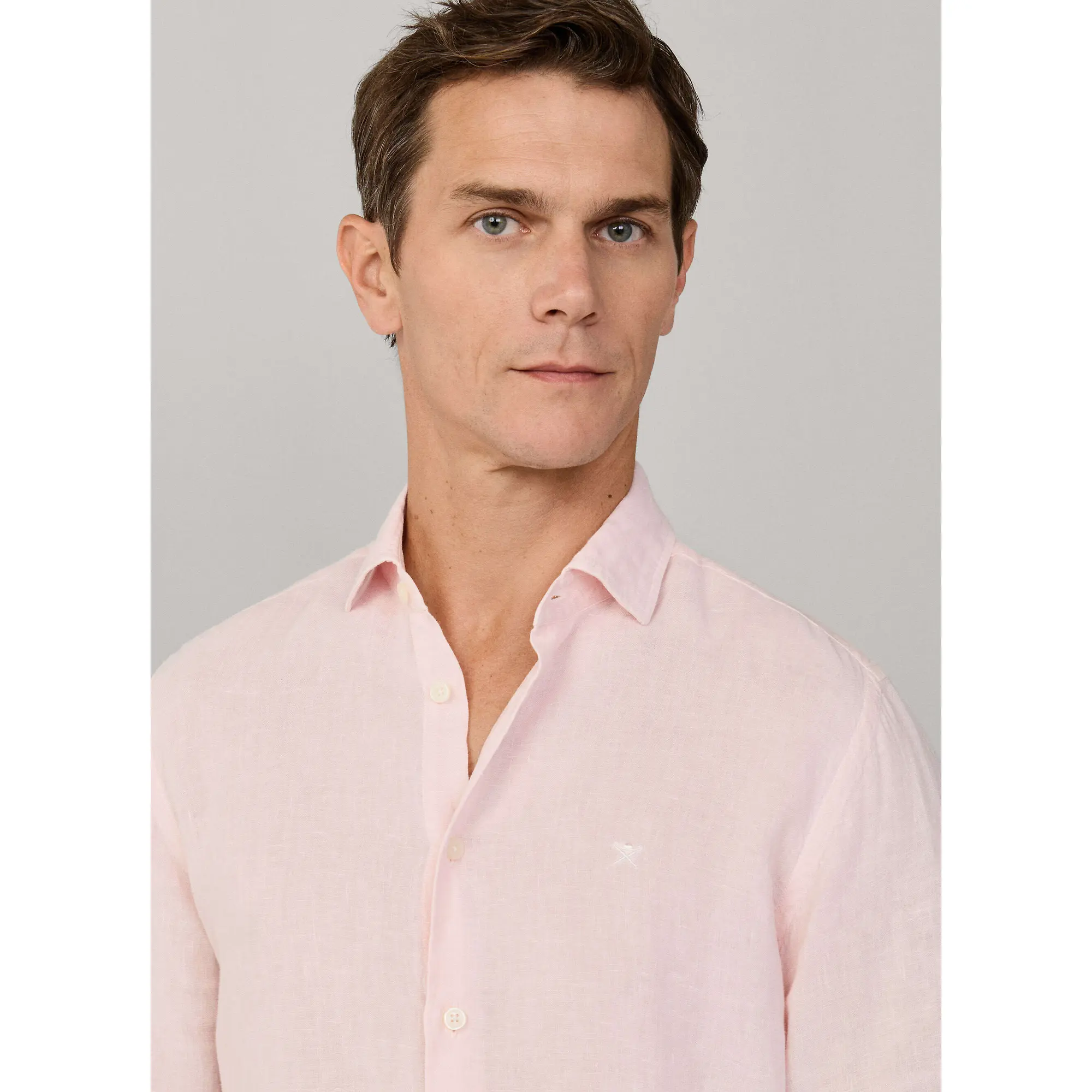 Product image 4 of 10 of Hackett Men's Tailored Fit Garment Dyed Linen Shirt - Baby Pink