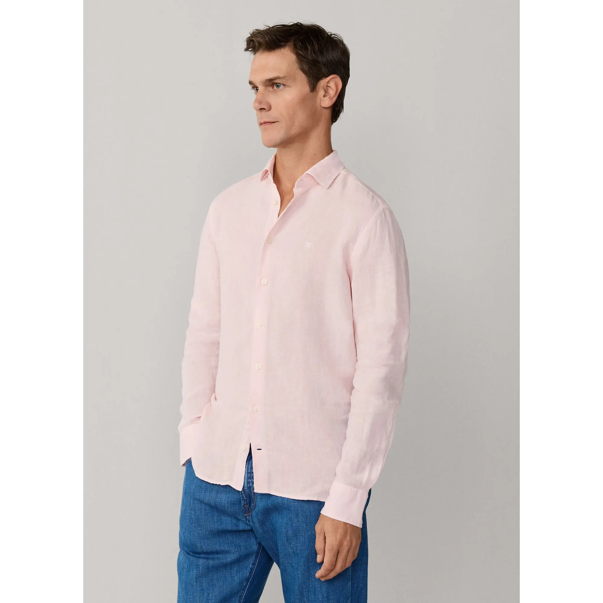 Product image 5 of 10 of Hackett Men's Tailored Fit Garment Dyed Linen Shirt - Baby Pink