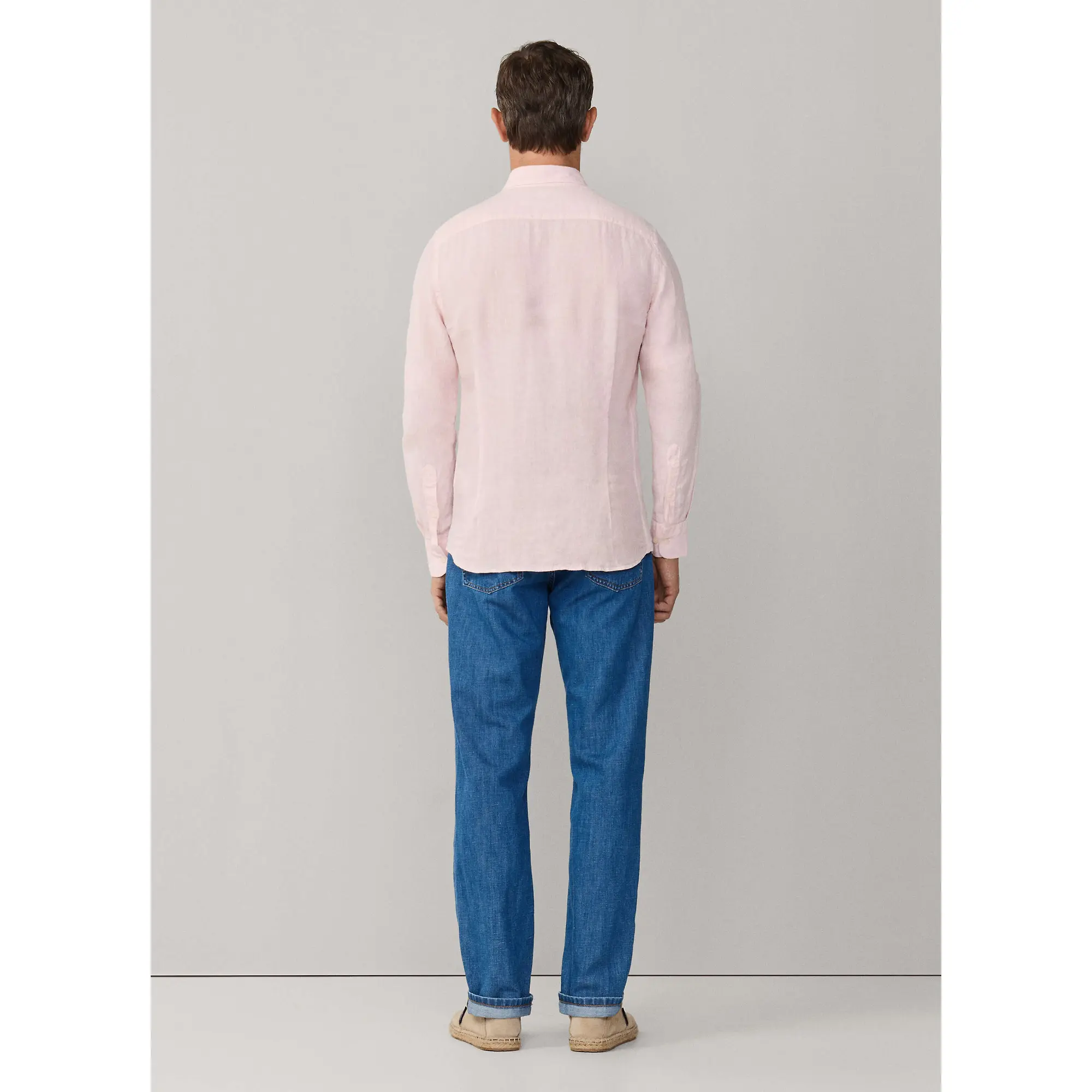 Product image 6 of 10 of Hackett Men's Tailored Fit Garment Dyed Linen Shirt - Baby Pink