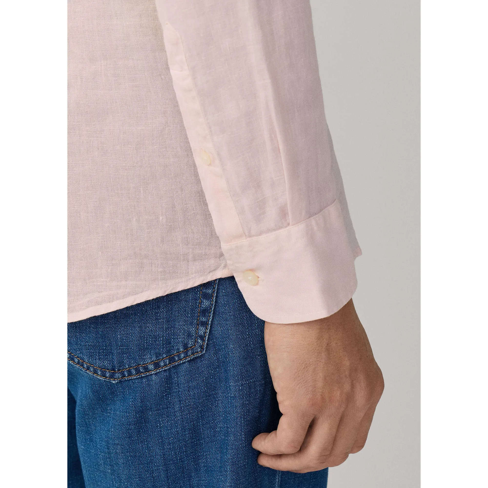 Product image 7 of 10 of Hackett Men's Tailored Fit Garment Dyed Linen Shirt - Baby Pink