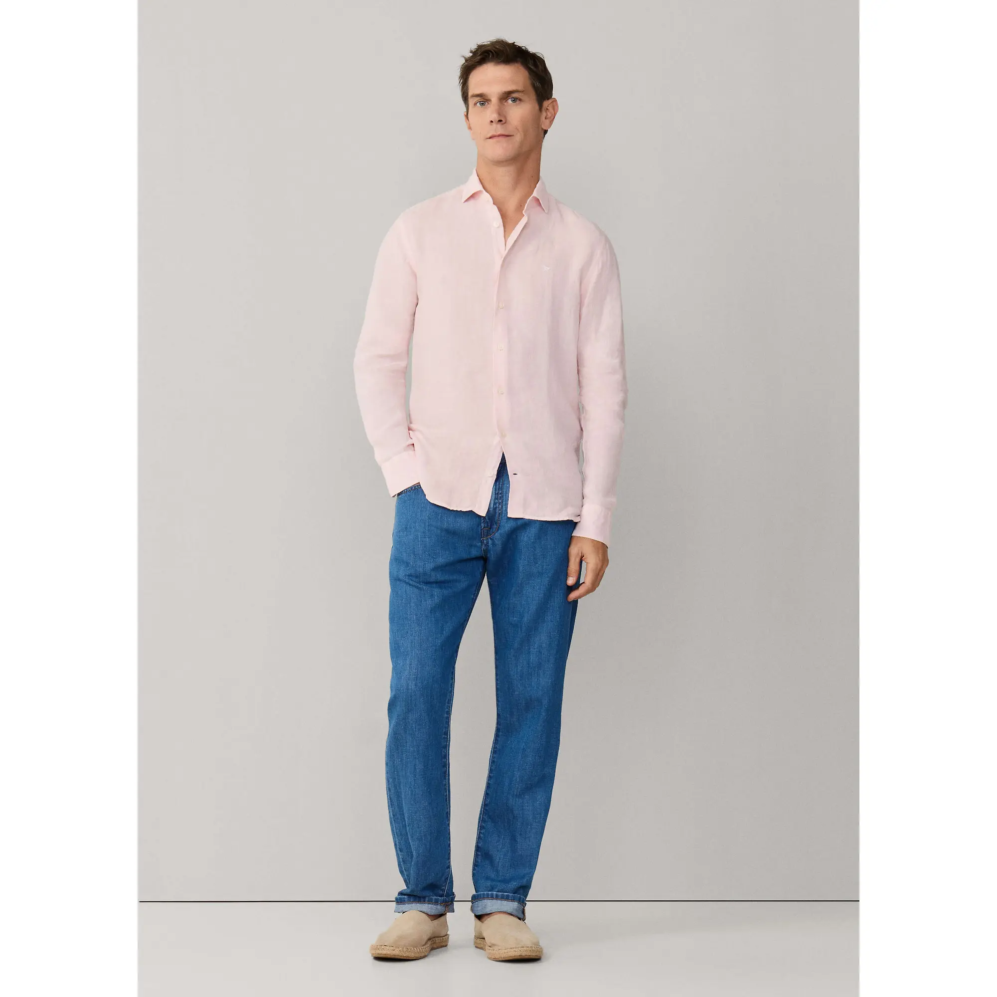 Product image 8 of 10 of Hackett Men's Tailored Fit Garment Dyed Linen Shirt - Baby Pink
