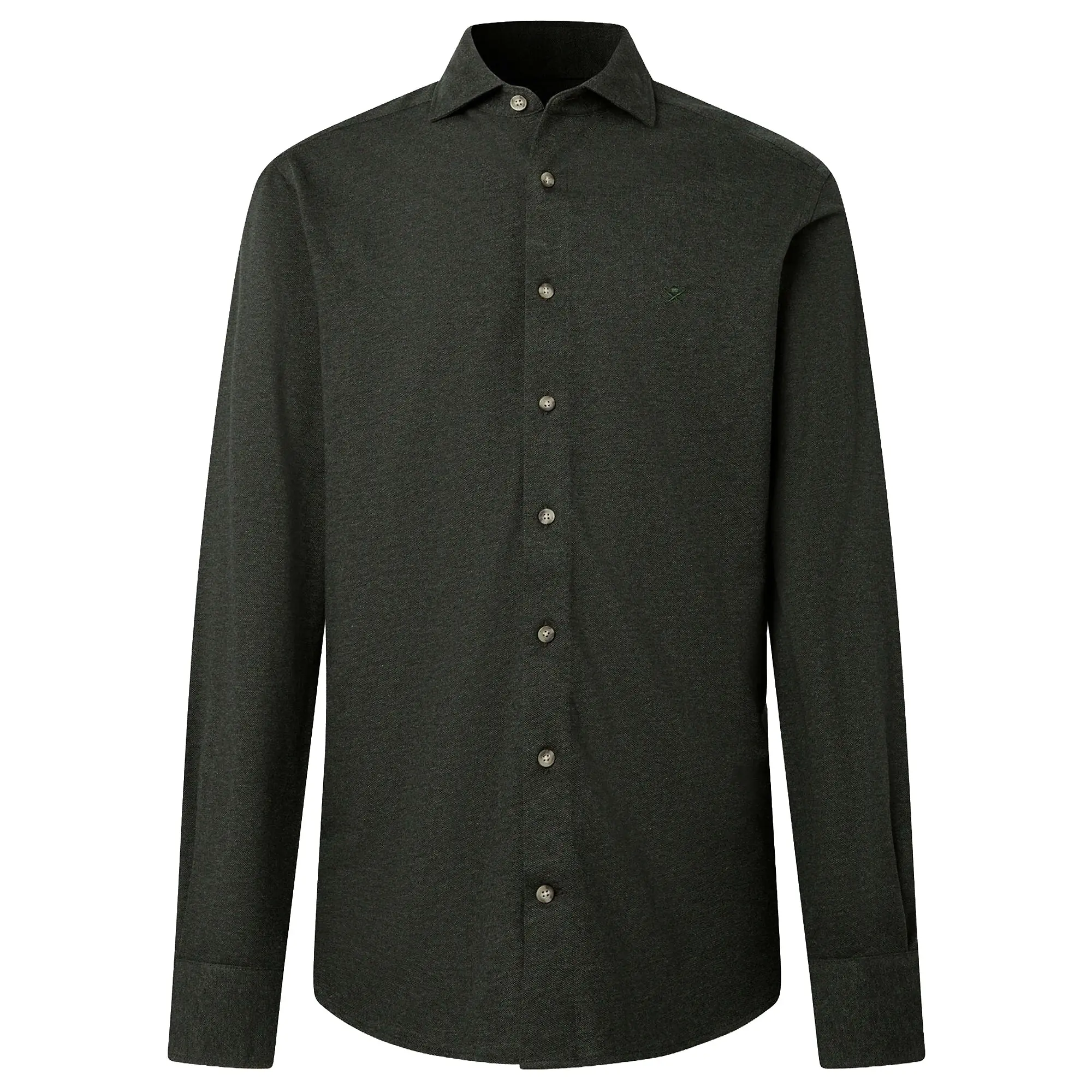 Product image 1 of 8 of Hackett Men's Tailored Fit Melange Jersey Shirt - Hunter Green