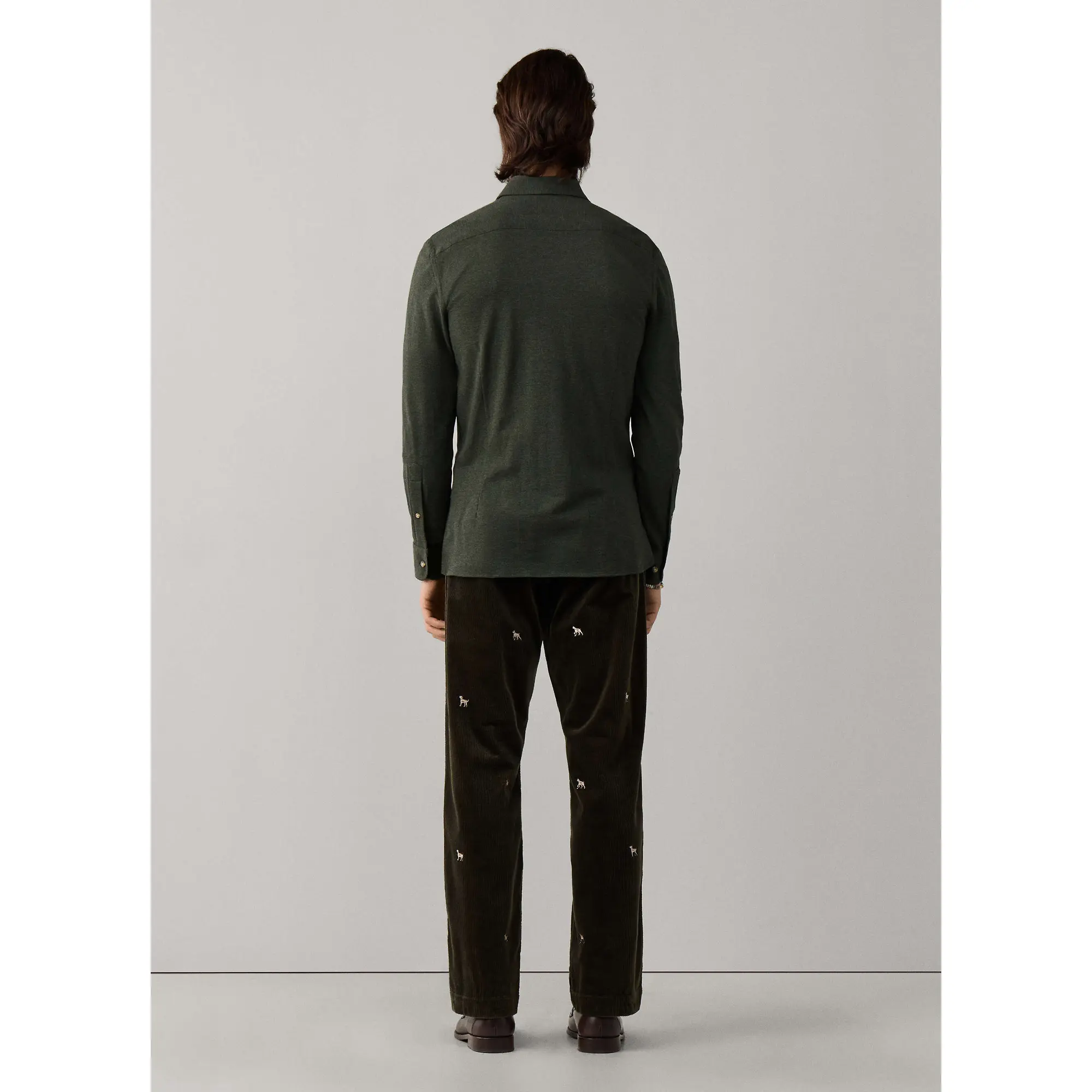 Product image 7 of 8 of Hackett Men's Tailored Fit Melange Jersey Shirt - Hunter Green