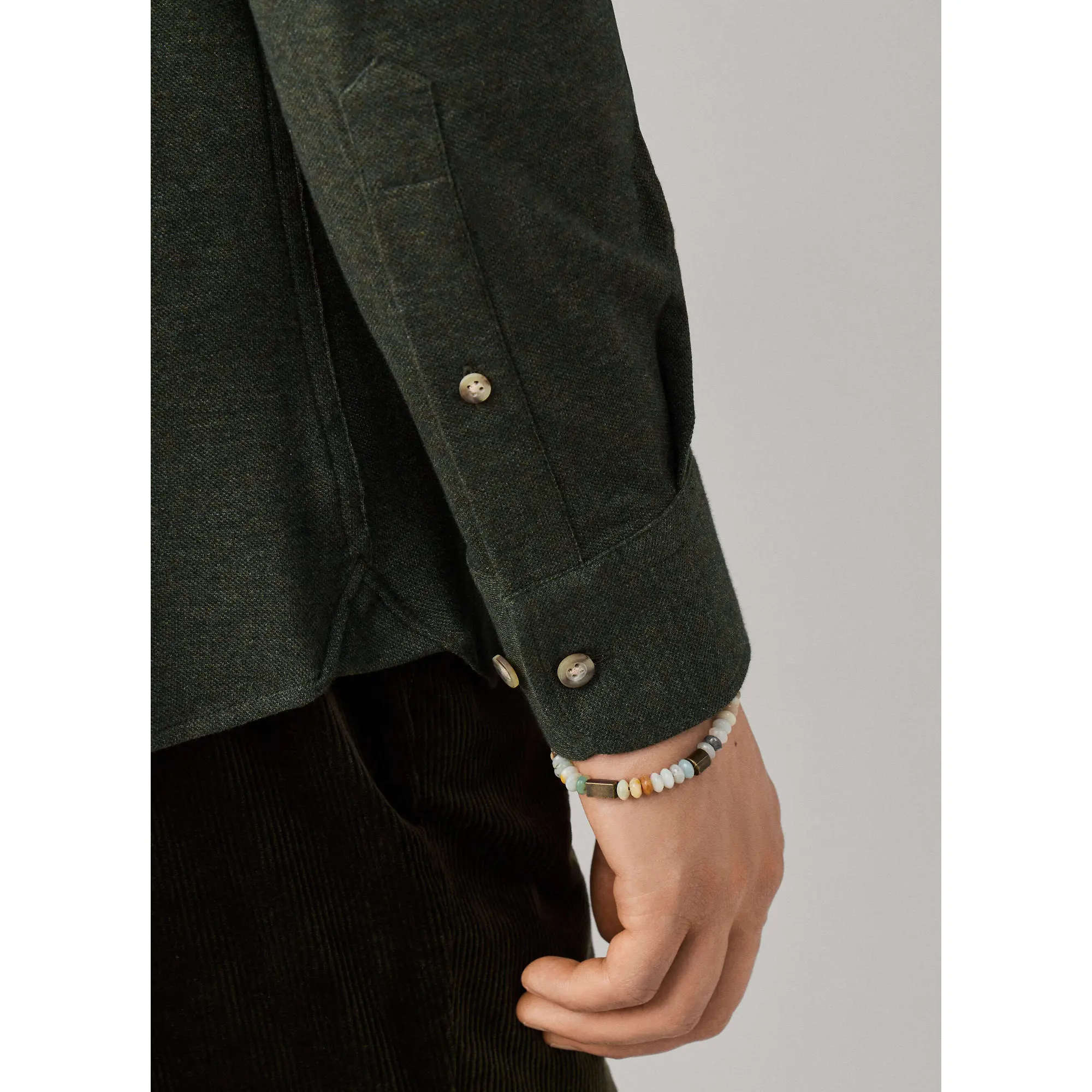 Product image 8 of 8 of Hackett Men's Tailored Fit Melange Jersey Shirt - Hunter Green