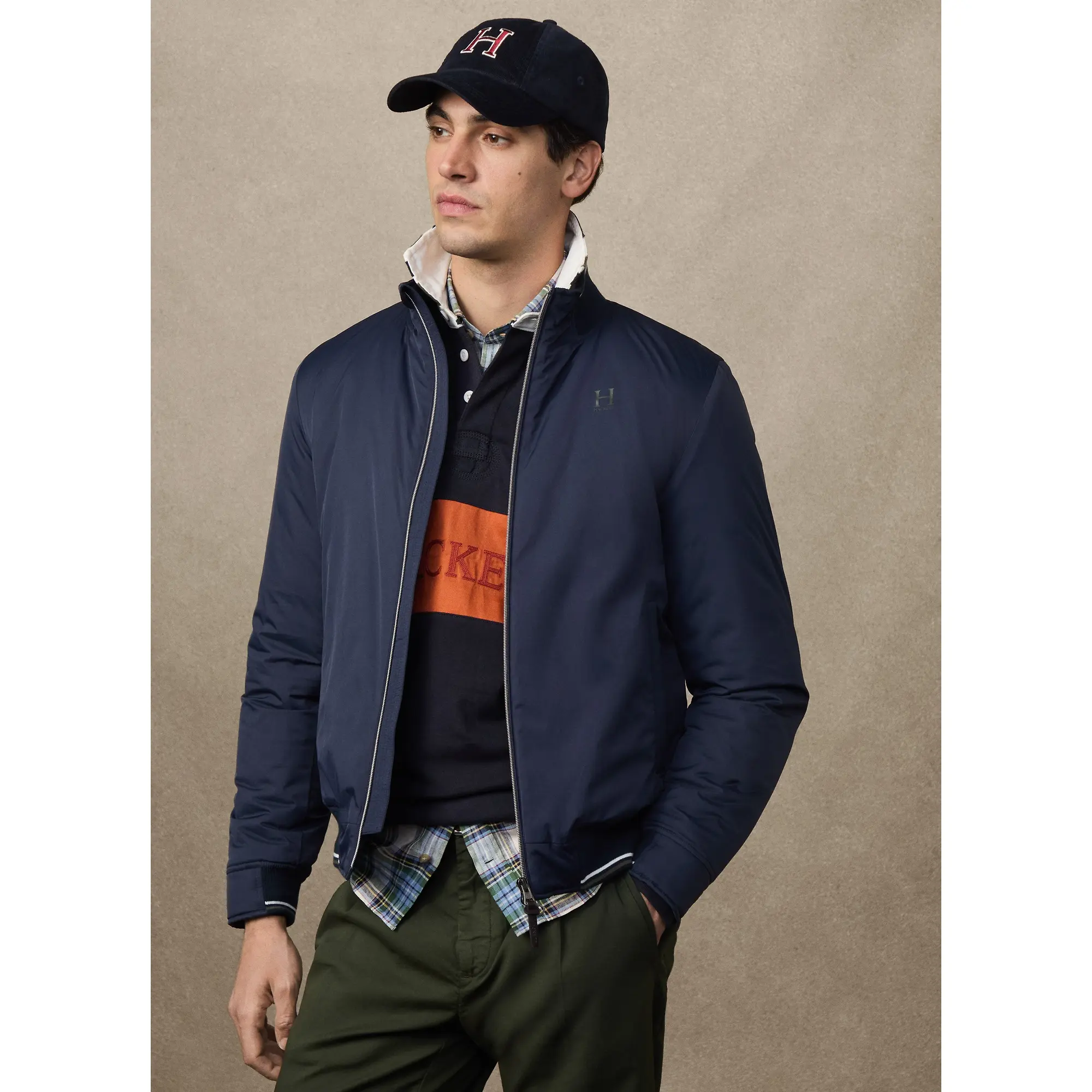 Product image 2 of 12 of Hackett Men's Heritage Logo Blouson Jacket - Midnight Blue