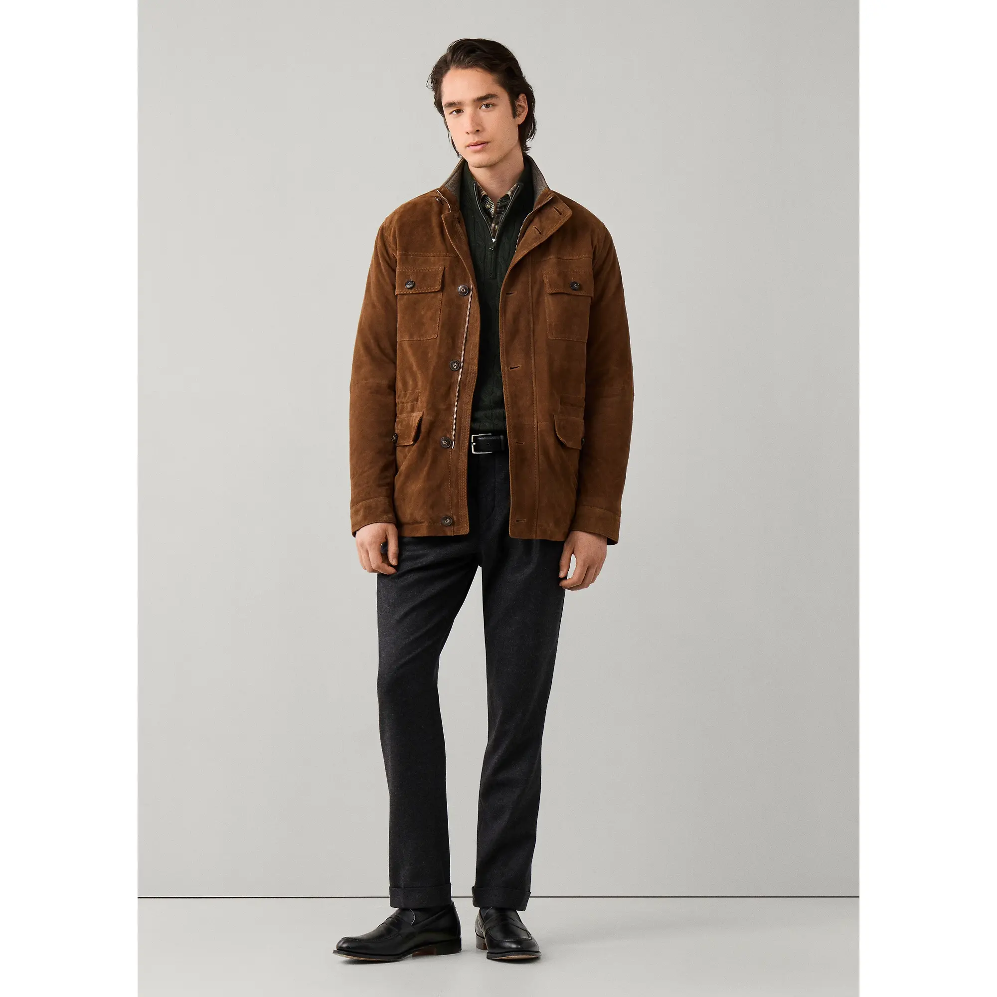 Product image 3 of 11 of Hackett Men's Suede Four Pocket Jacket - Nut Brown