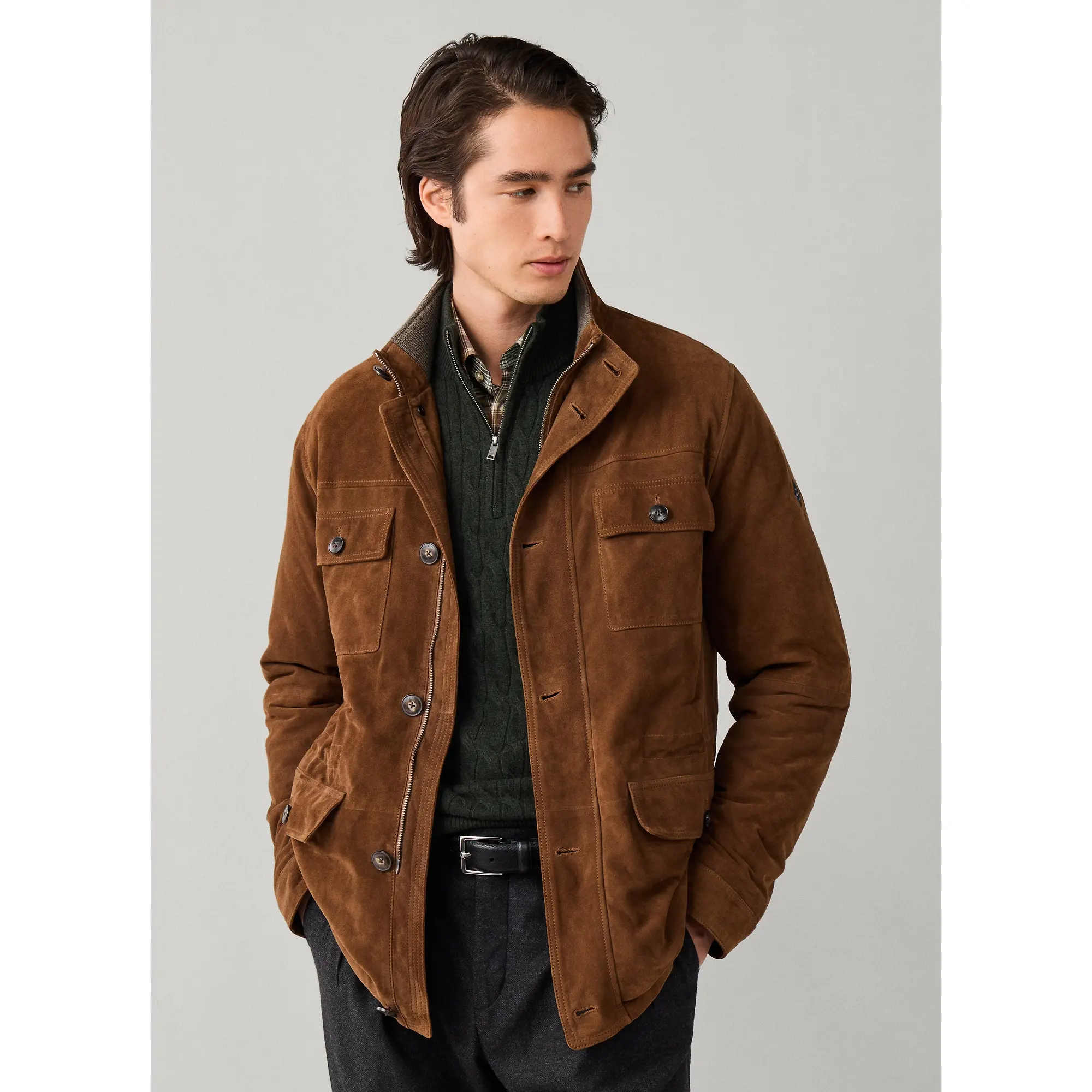 Product image 5 of 11 of Hackett Men's Suede Four Pocket Jacket - Nut Brown