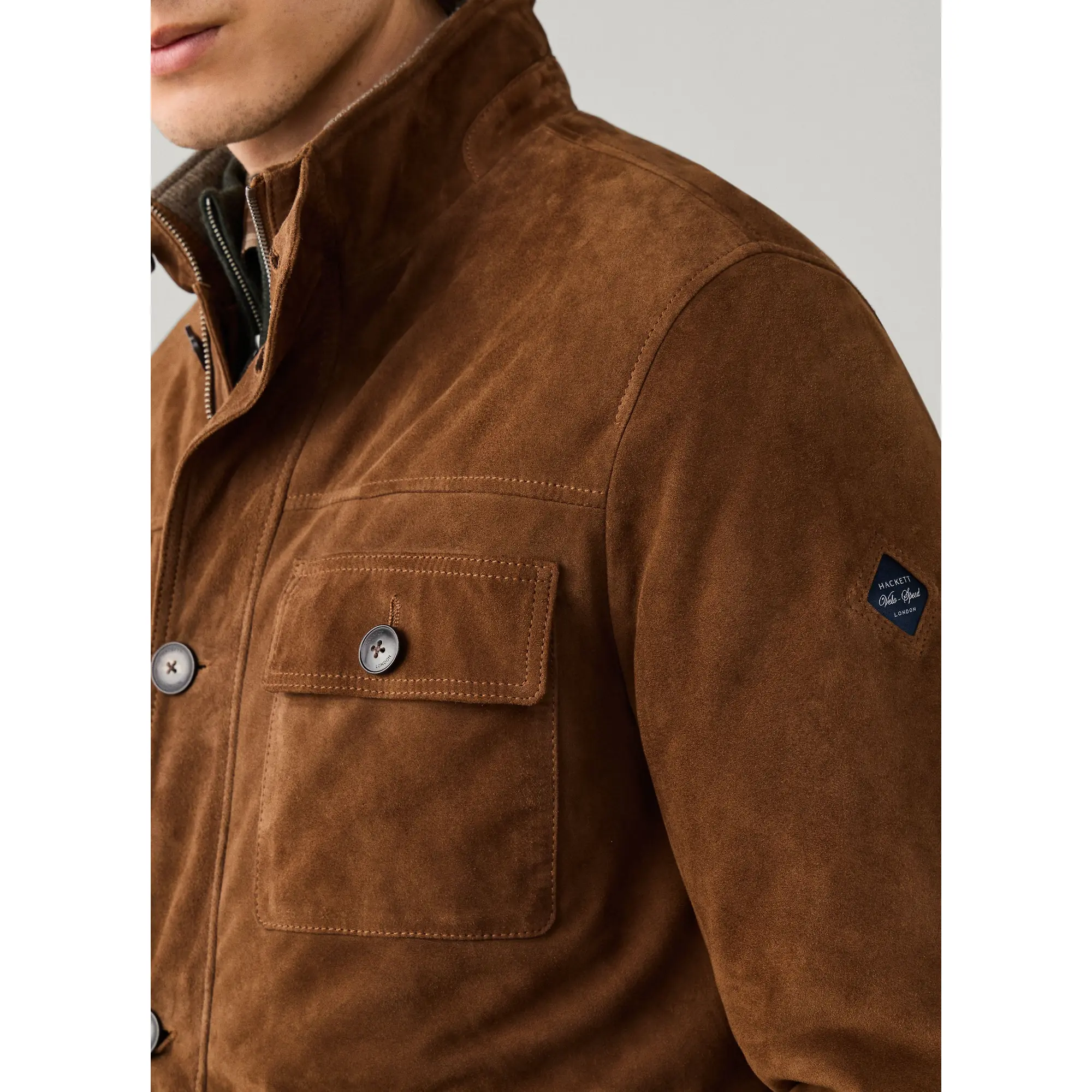 Product image 7 of 11 of Hackett Men's Suede Four Pocket Jacket - Nut Brown
