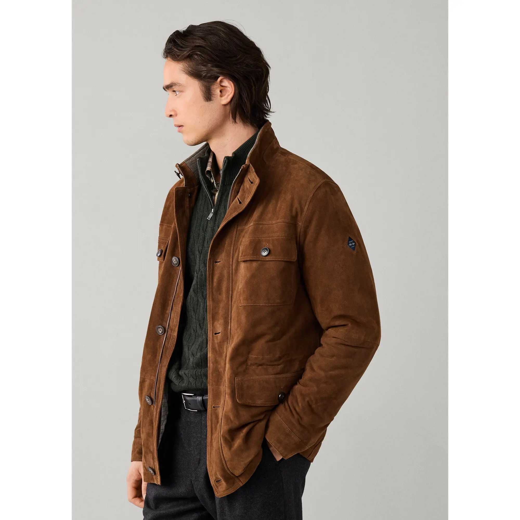 Product image 6 of 11 of Hackett Men's Suede Four Pocket Jacket - Nut Brown