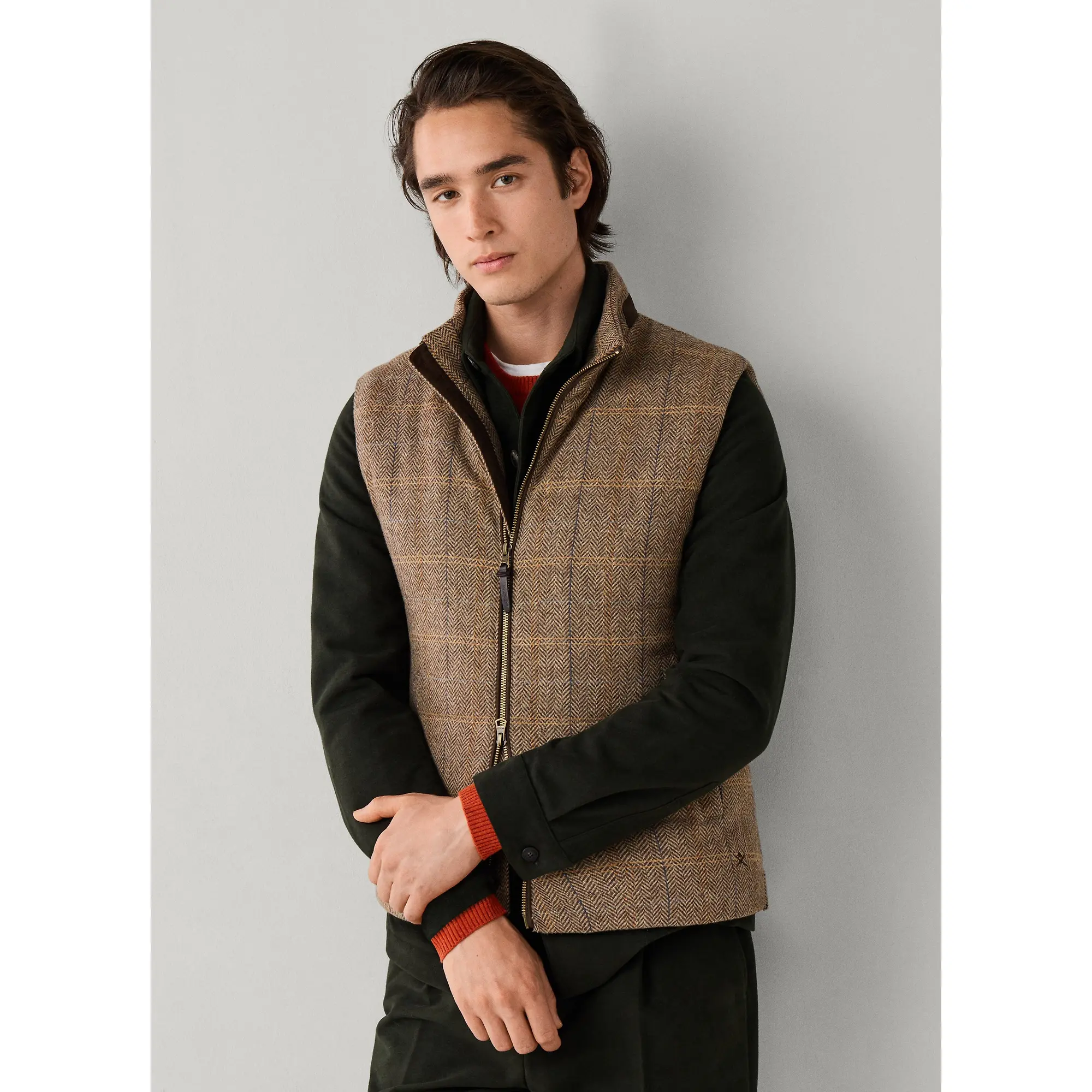 Product image 2 of 11 of Hackett Men's Wool Blend Tattersall Padded Gilet - Tetley Beige