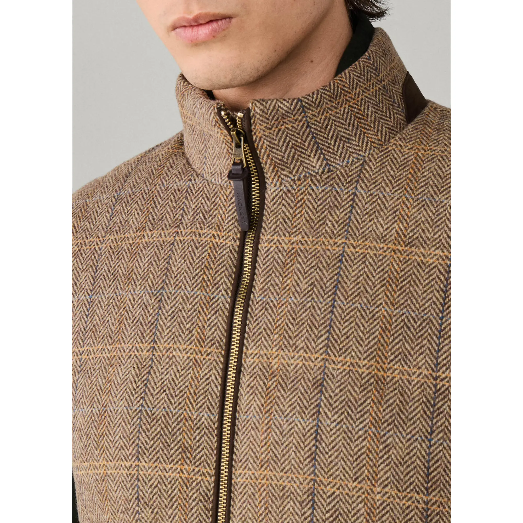 Product image 8 of 11 of Hackett Men's Wool Blend Tattersall Padded Gilet - Tetley Beige