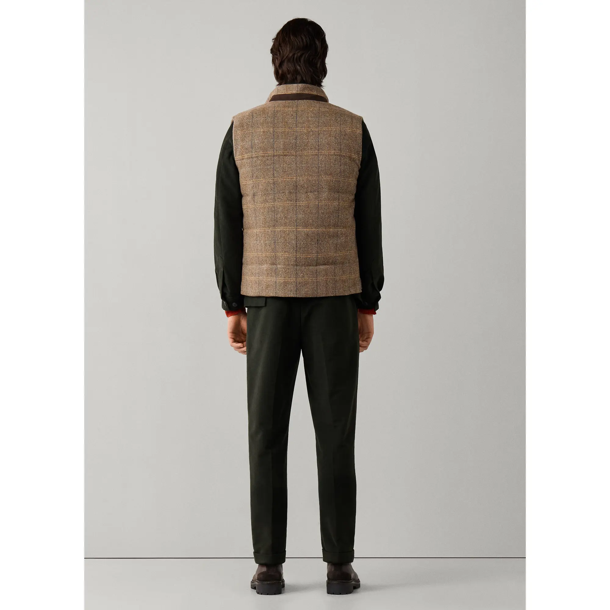 Product image 4 of 11 of Hackett Men's Wool Blend Tattersall Padded Gilet - Tetley Beige