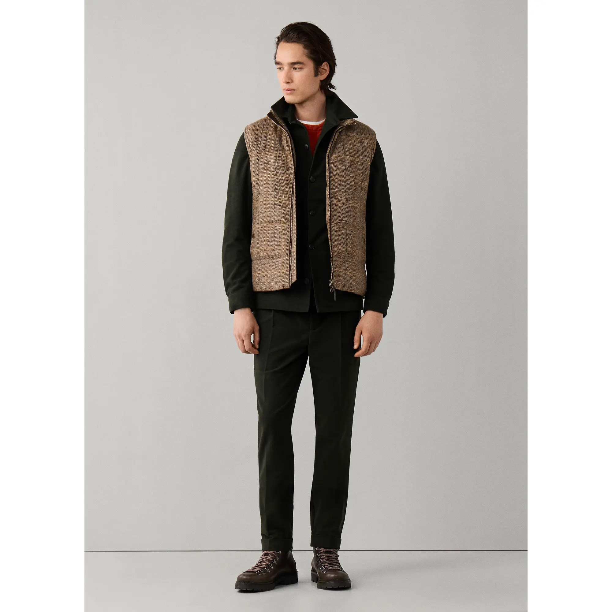Product image 3 of 11 of Hackett Men's Wool Blend Tattersall Padded Gilet - Tetley Beige