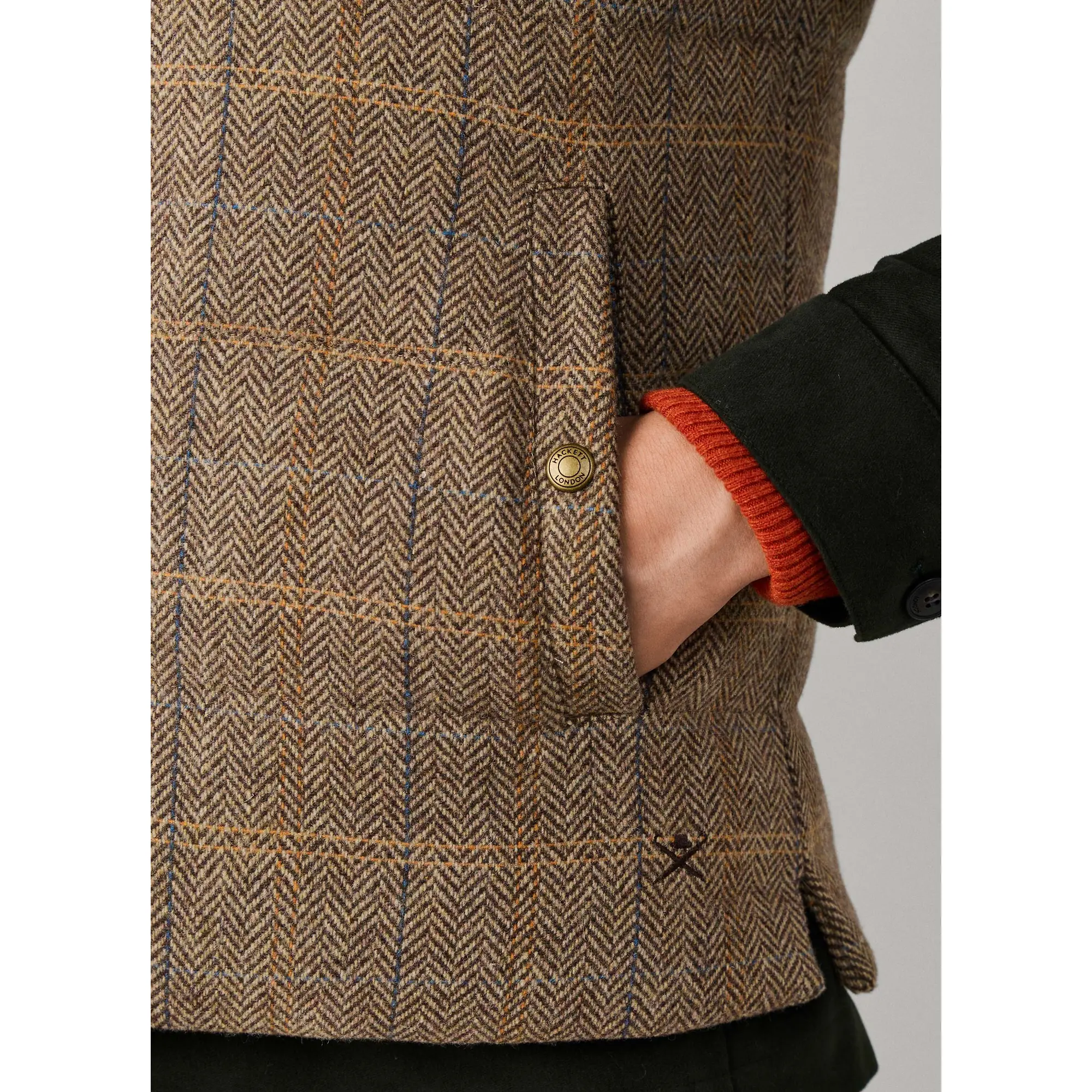 Product image 9 of 11 of Hackett Men's Wool Blend Tattersall Padded Gilet - Tetley Beige