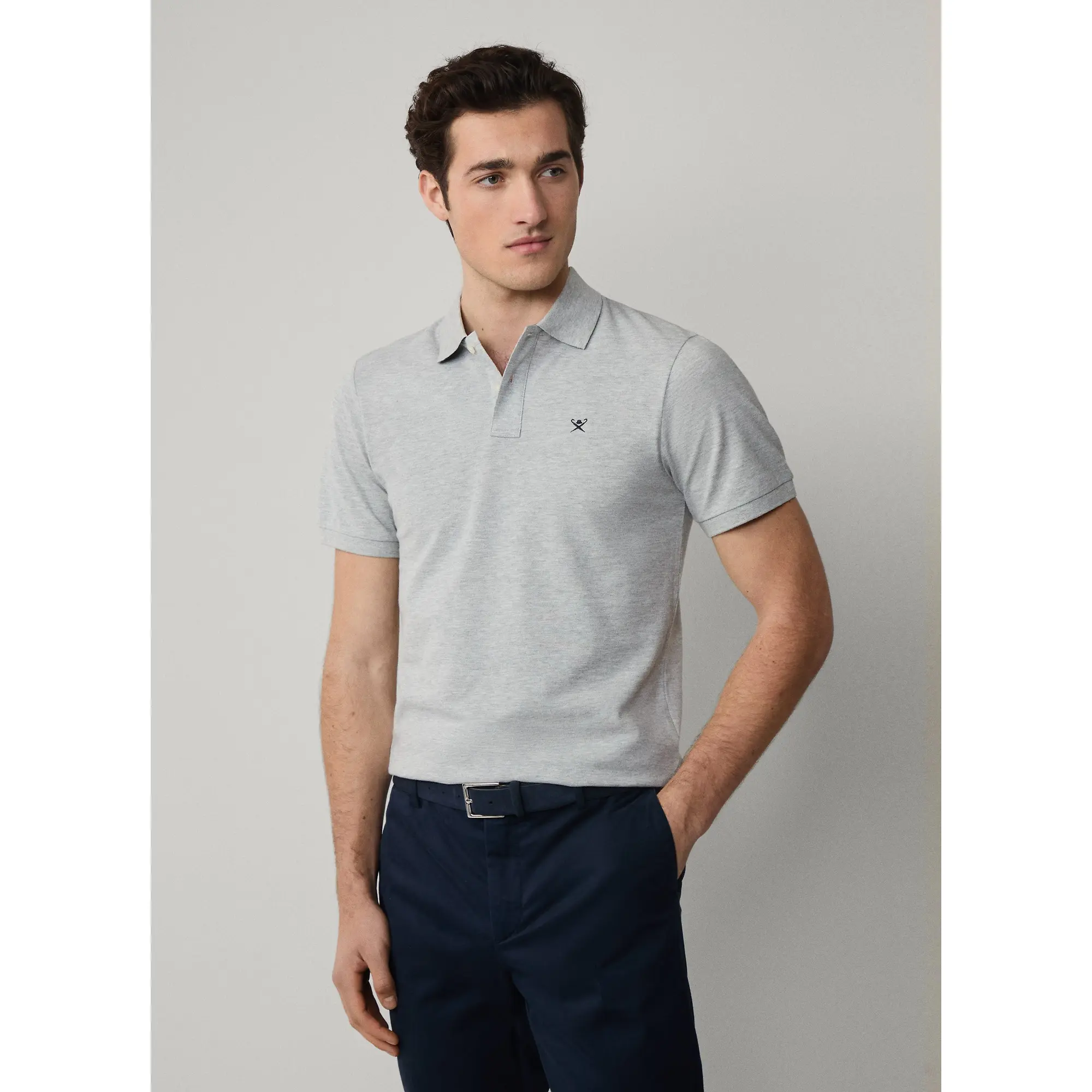 Product image 2 of 8 of Hackett Men's Slim Fit Short Sleeve Pique Polo Shirt - Light Grey Marl