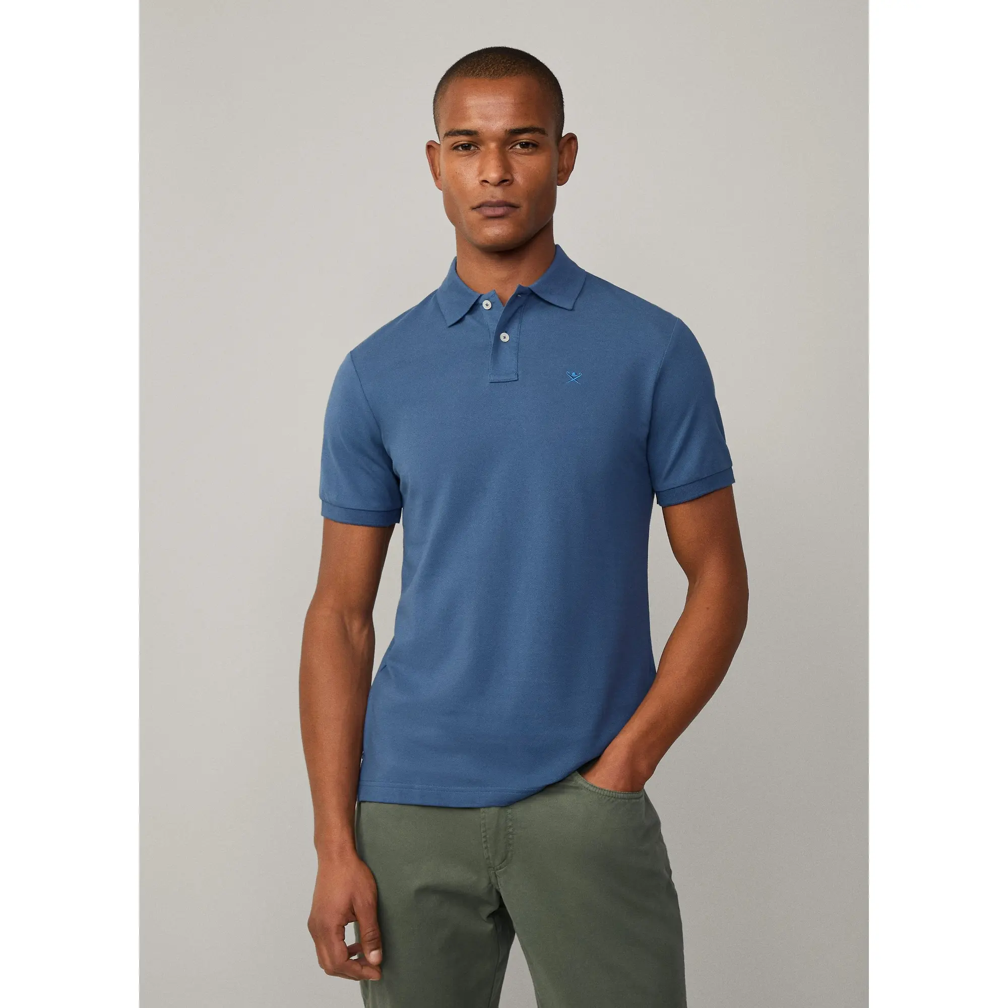 Product image 4 of 8 of Hackett Men's Slim Fit Short Sleeve Pique Polo - Dark Denim Blue