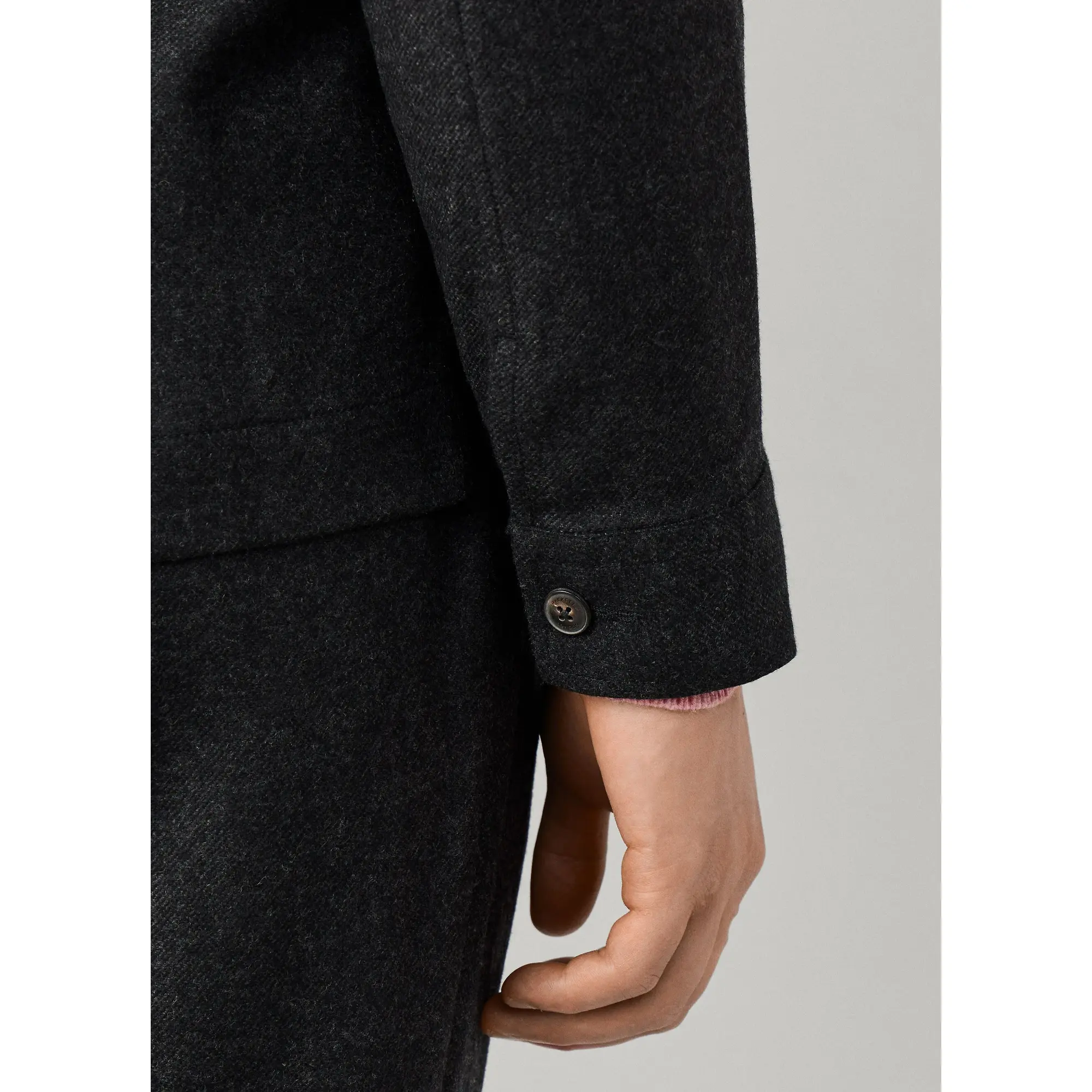 Product image 7 of 8 of Hackett Men's Stretch Cashmere 4 Pocket Overshirt - Charcoal Grey