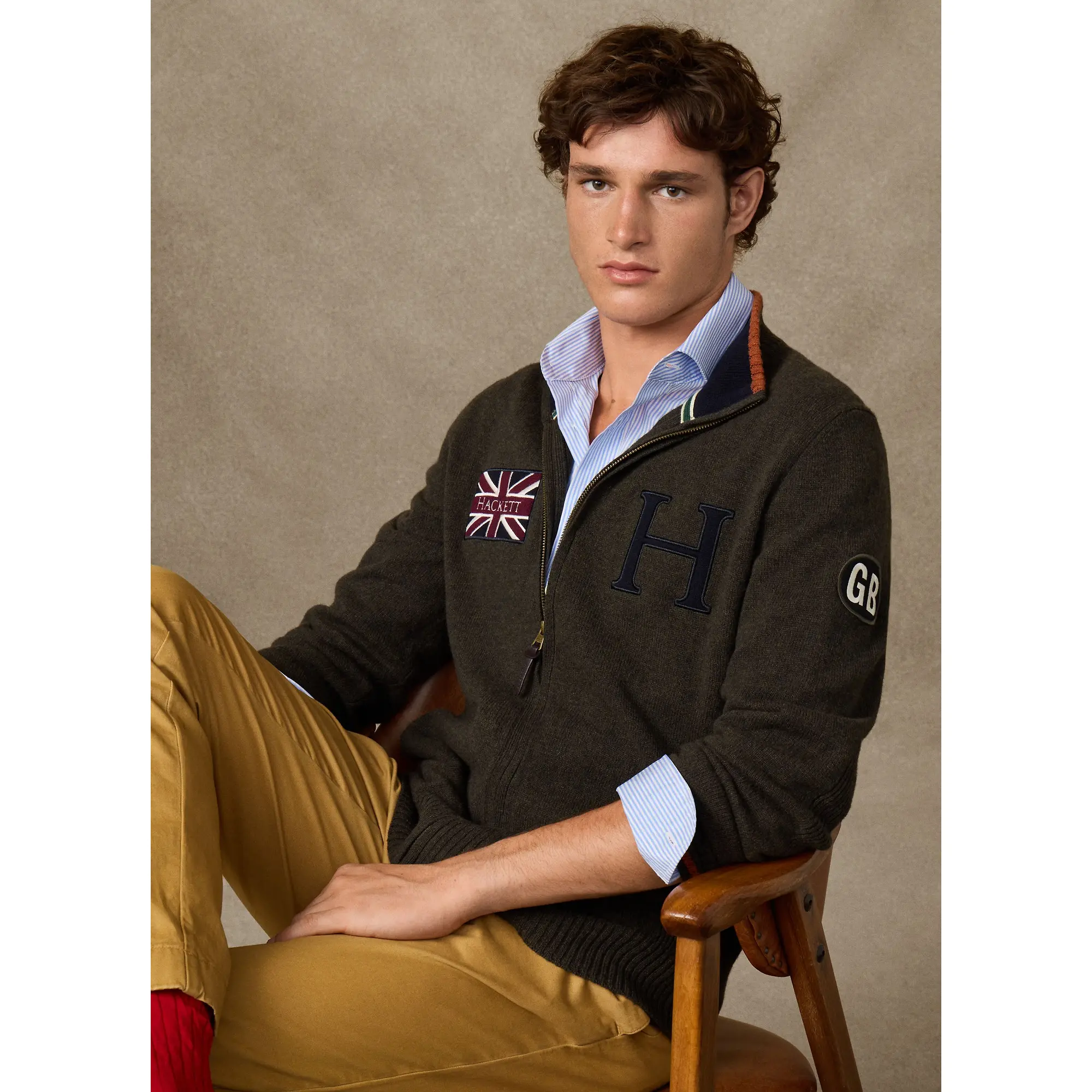 Product image 2 of 9 of Hackett Men's Merino Wool Rally Full Zip Cardigan - Hunter Green