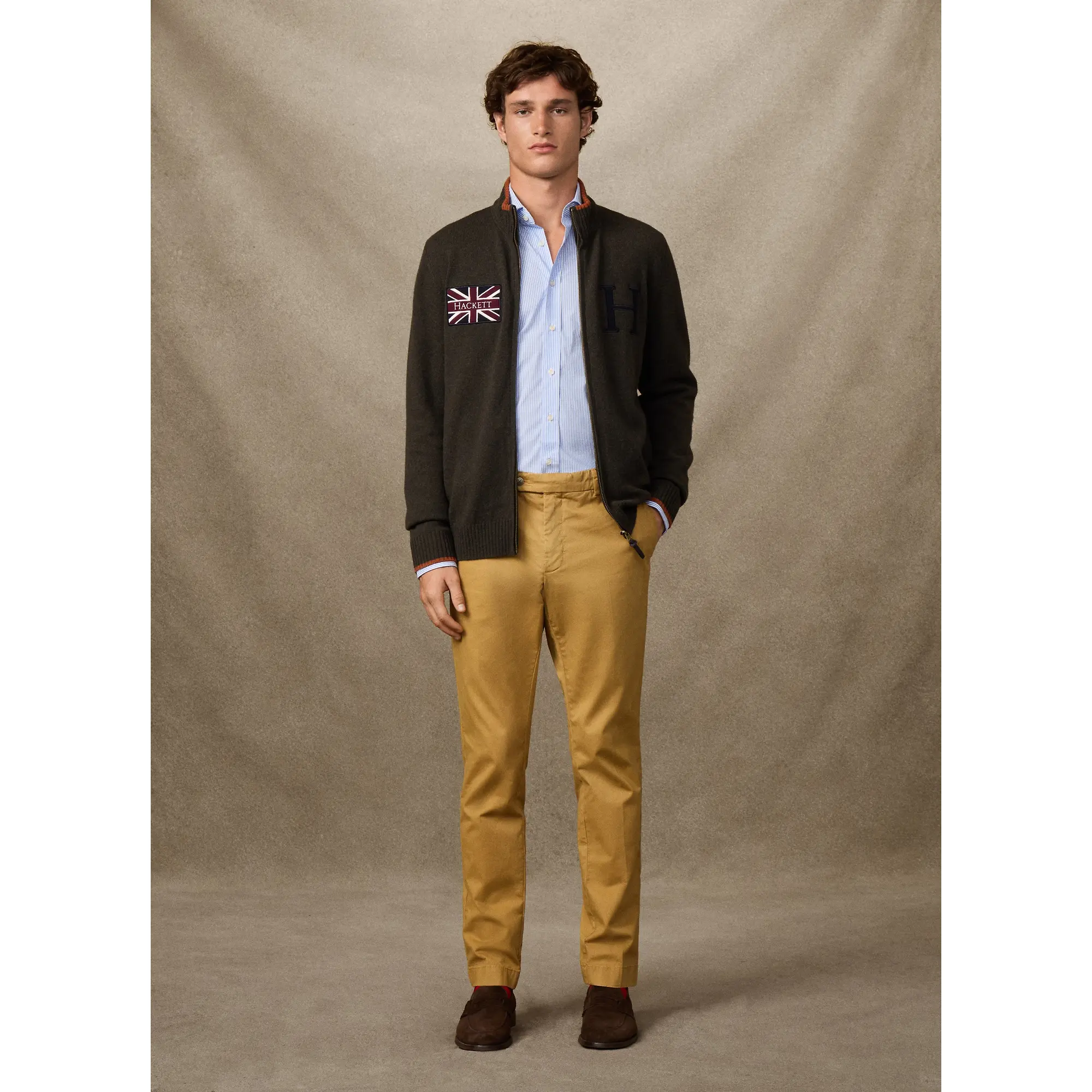 Product image 9 of 9 of Hackett Men's Merino Wool Rally Full Zip Cardigan - Hunter Green