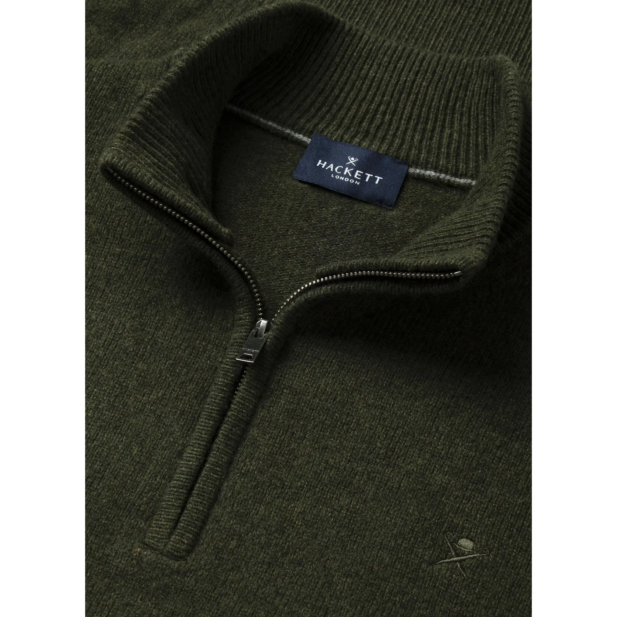 Product image 10 of 10 of Hackett Men's Lambswool Half Zip Sweater - Hunter Green