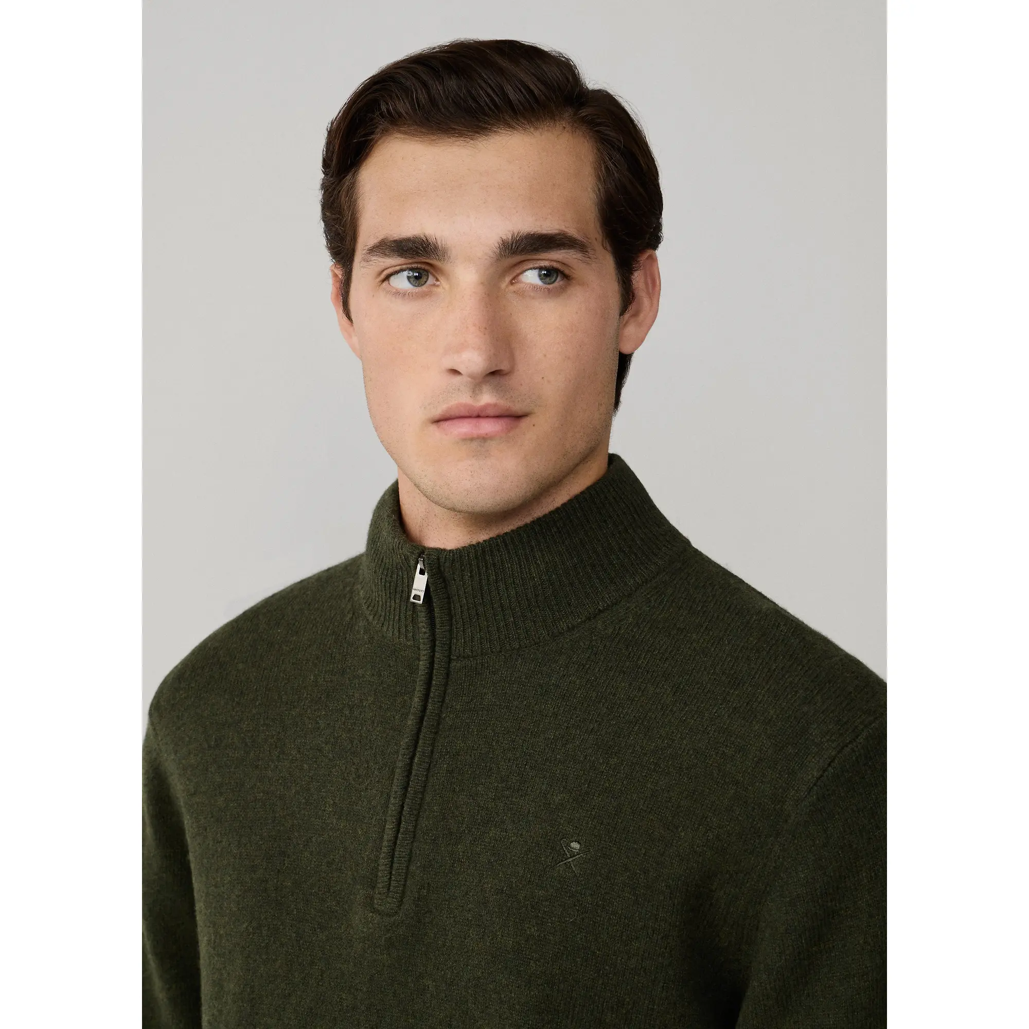 Product image 4 of 10 of Hackett Men's Lambswool Half Zip Sweater - Hunter Green