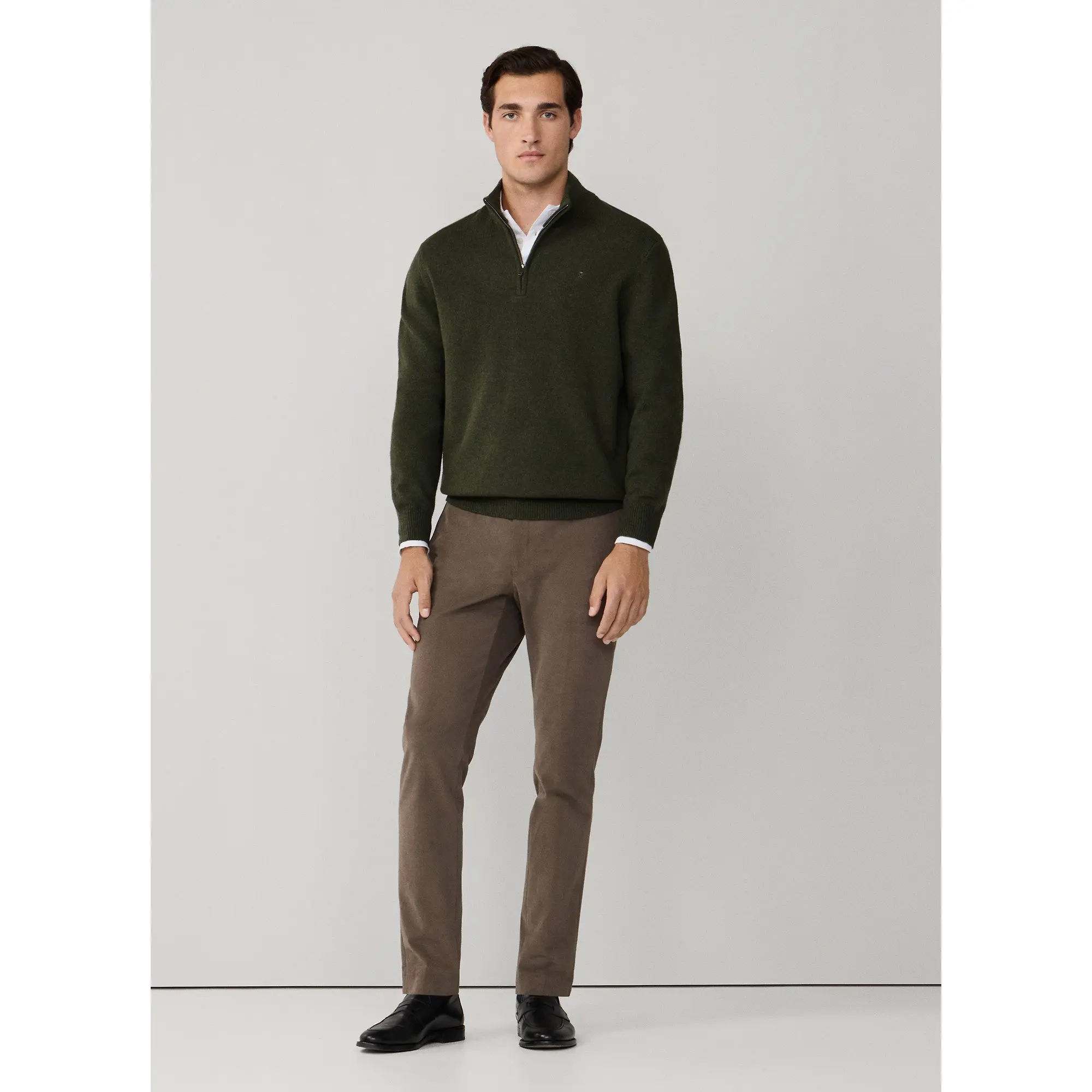 Product image 8 of 10 of Hackett Men's Lambswool Half Zip Sweater - Hunter Green
