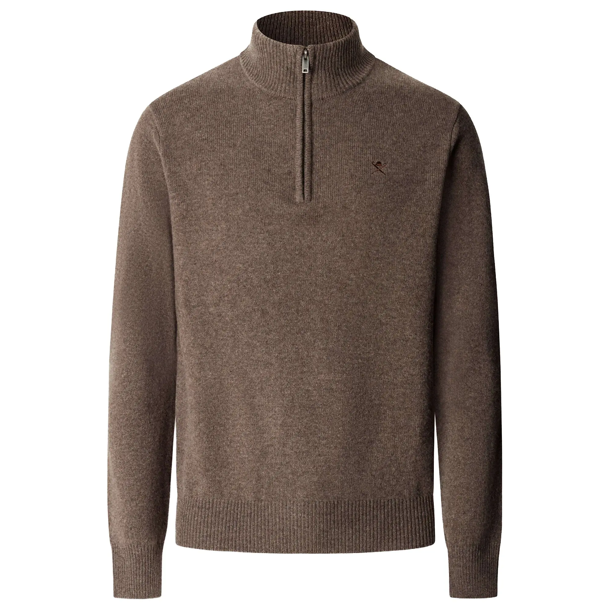 Product image 1 of 8 of Hackett Men's Lambswool Quarter Zip Jumper - Putty Beige