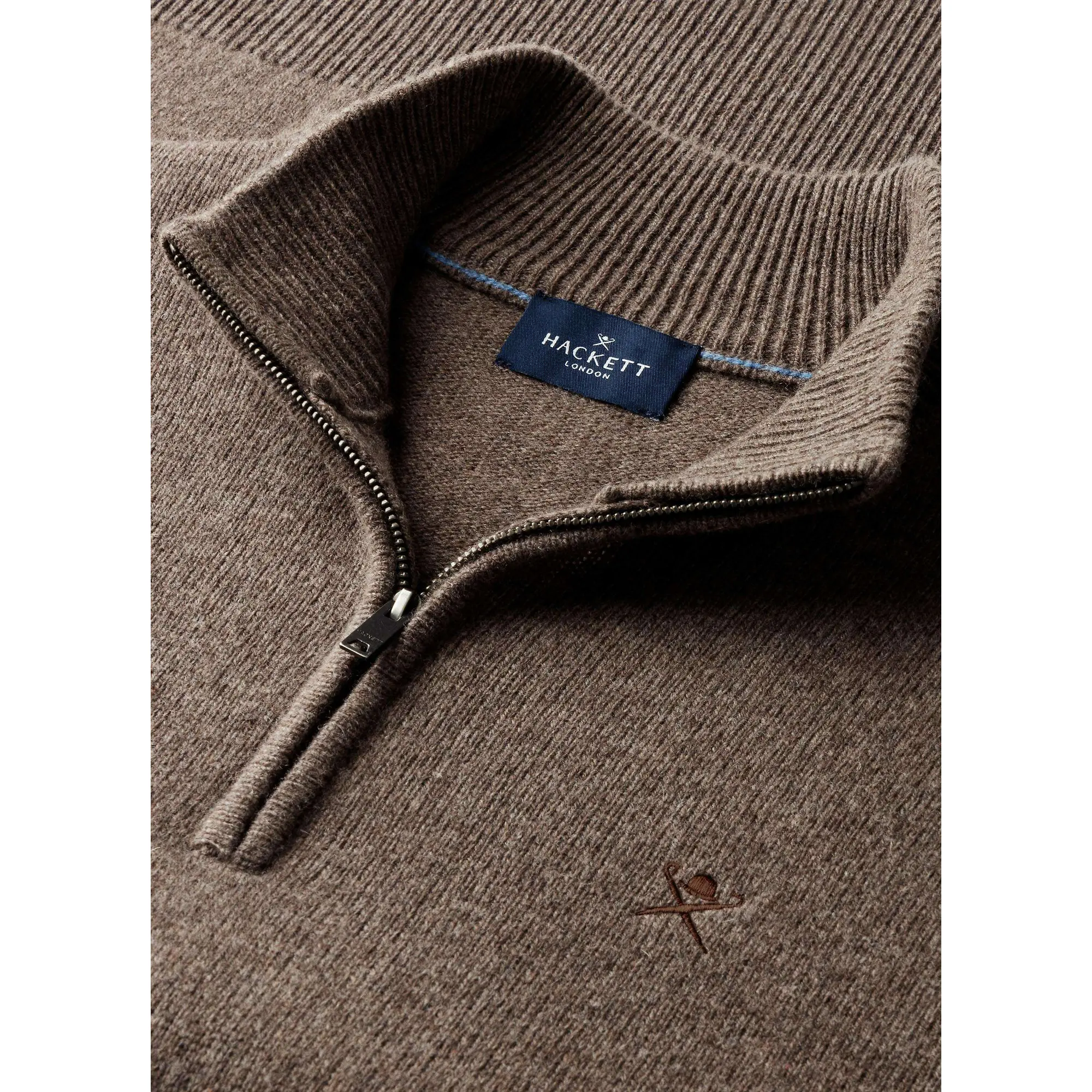 Product image 5 of 8 of Hackett Men's Lambswool Quarter Zip Jumper - Putty Beige