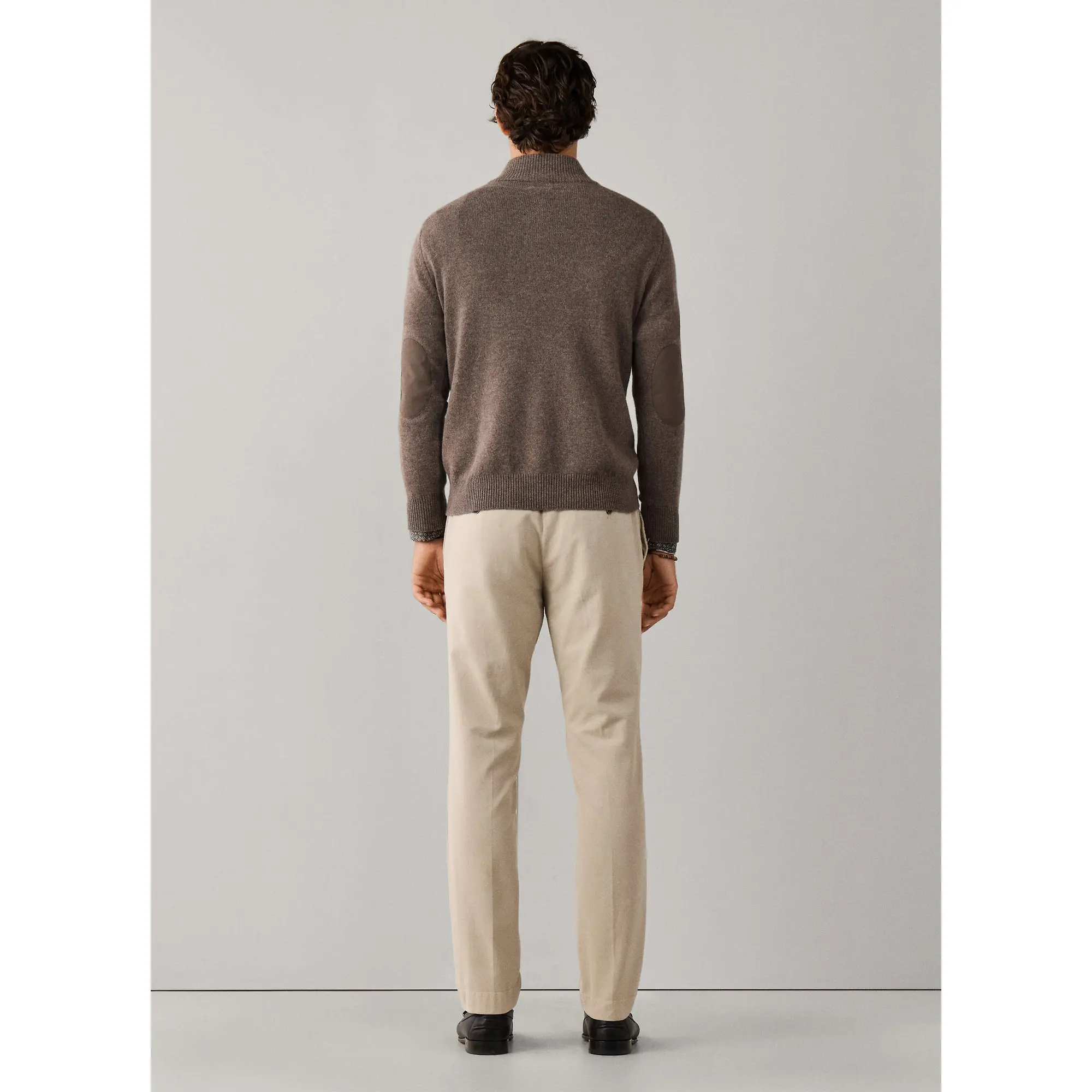 Product image 8 of 8 of Hackett Men's Lambswool Quarter Zip Jumper - Putty Beige