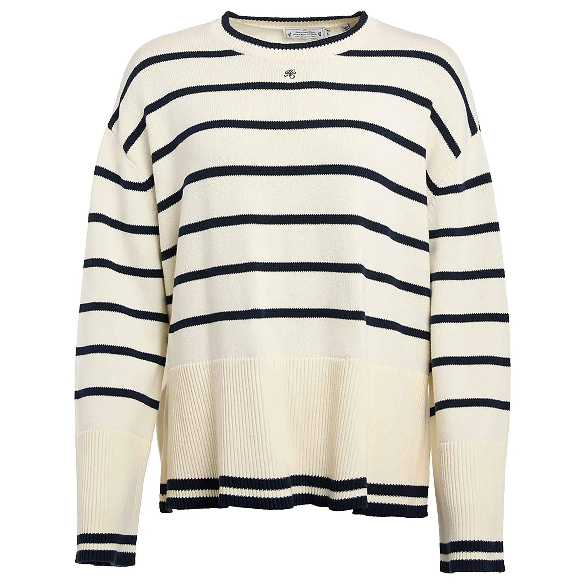 Product image 1 of 8 of Holland Cooper Women's Antonia Crew Neck Knit - Navy Blue / Natural Stripe