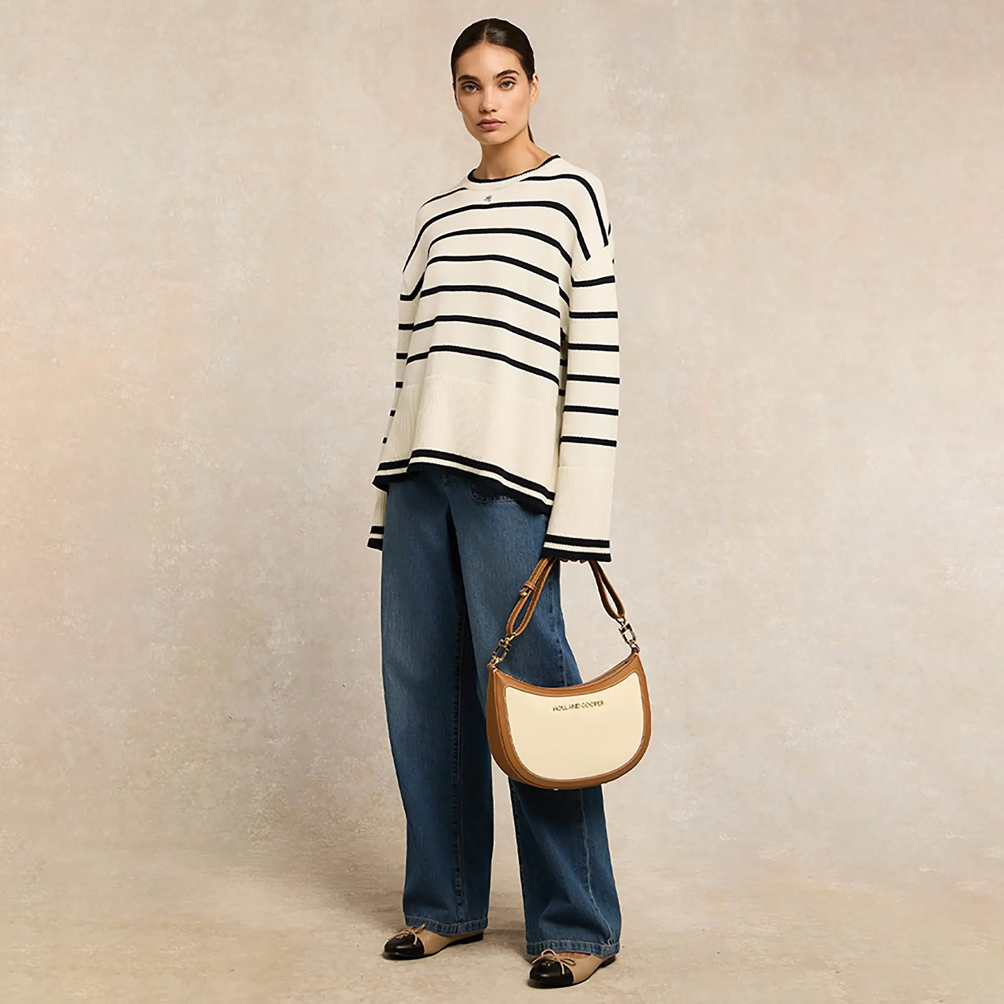 Product image 3 of 8 of Holland Cooper Women's Antonia Crew Neck Knit - Navy Blue / Natural Stripe