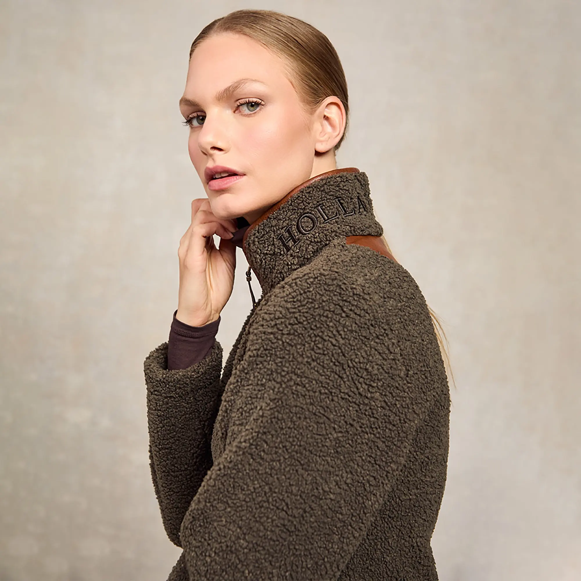 Product image 4 of 9 of Holland Cooper Women's Country Fleece Quarter Zip - Khaki Borg