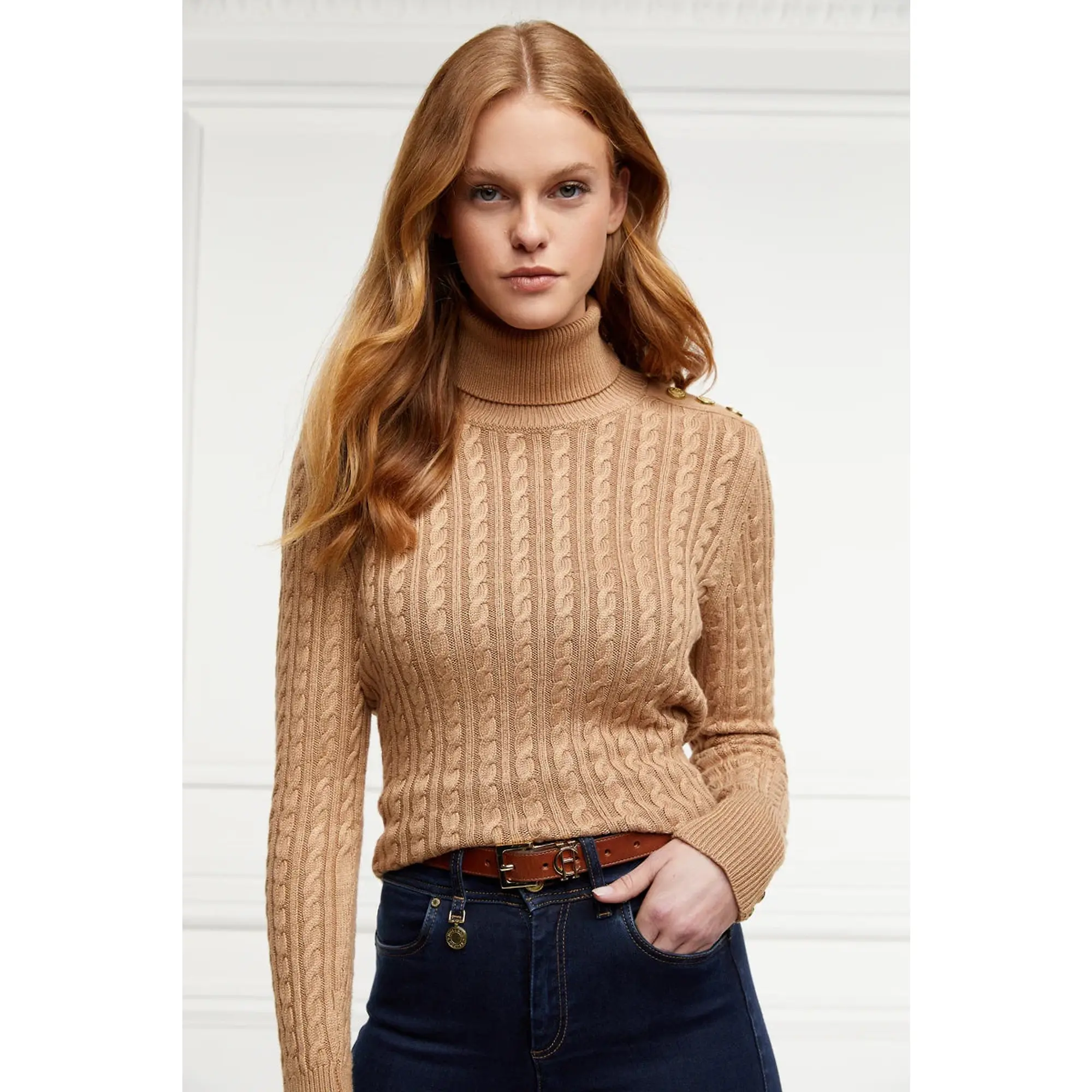 Product image 3 of 5 of Holland Cooper Women's HC Slim Logo Belt - Tan
