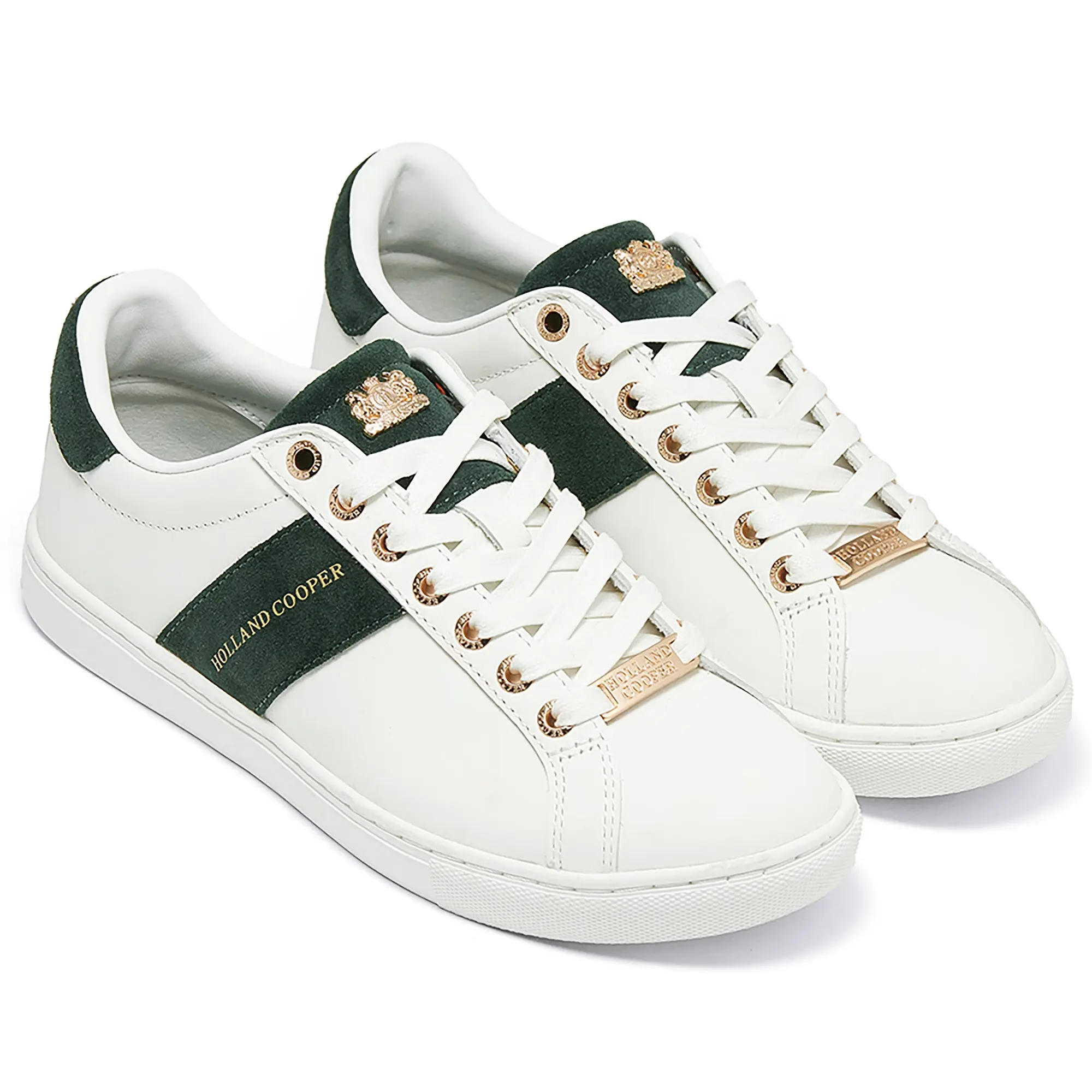 Product image 4 of 7 of Holland Cooper Women's Knightsbridge Court Trainers - White Racing Green