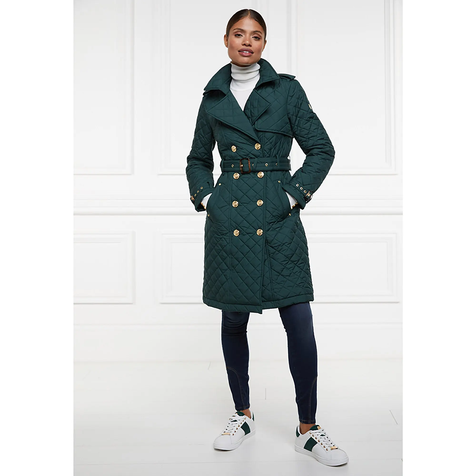 Product image 2 of 7 of Holland Cooper Women's Knightsbridge Court Trainers - White Racing Green