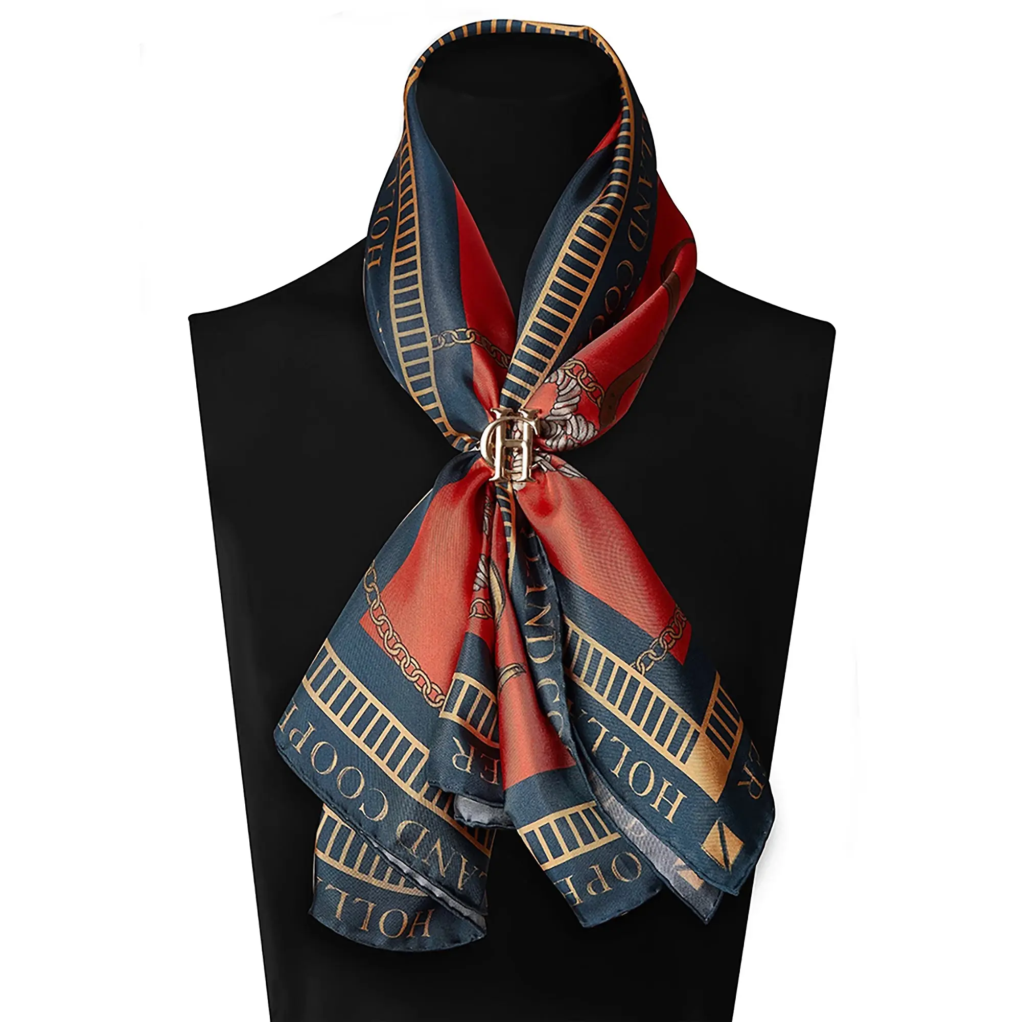 Product image 4 of 5 of Holland Cooper Women's Regal Horse Silk Scarf - Ink Navy Neroli