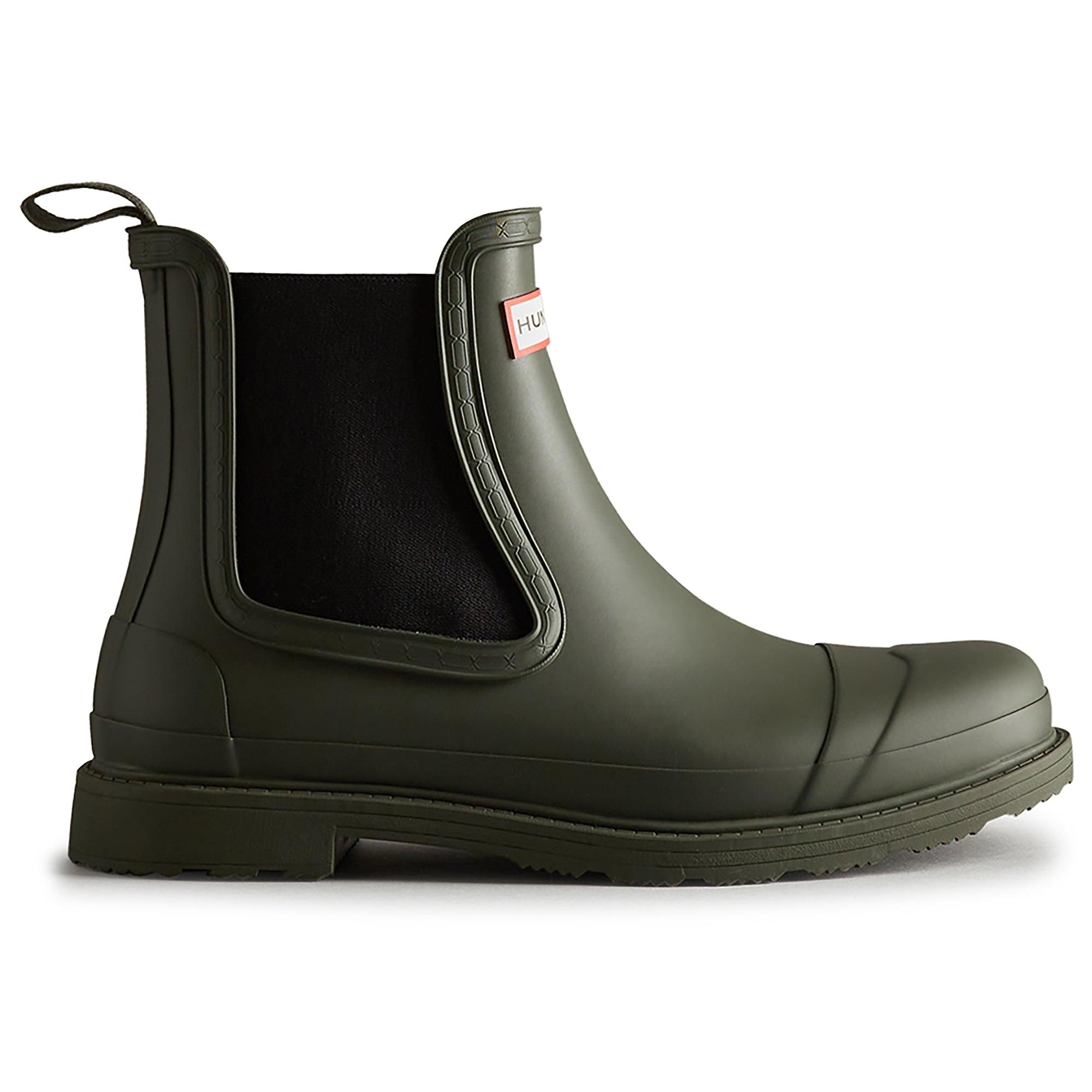 Hunter Men's Chelsea Commando Boots - Dark Olive | British Attire